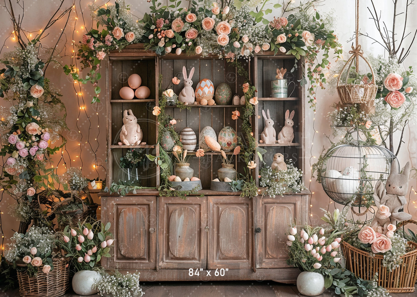 Vintage Easter Bunny Hutch Backdrop