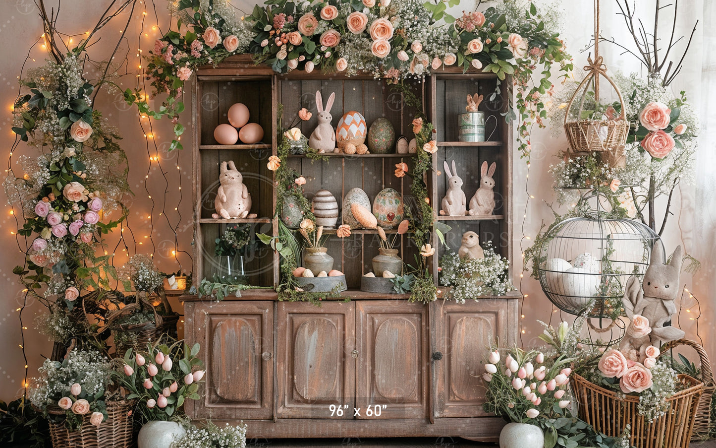 Vintage Easter Bunny Hutch Backdrop