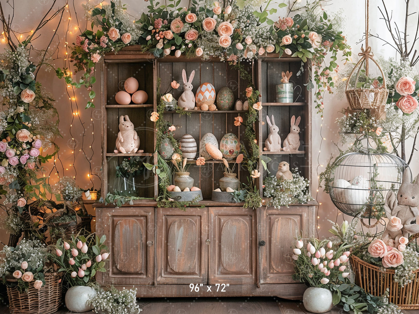 Vintage Easter Bunny Hutch Backdrop