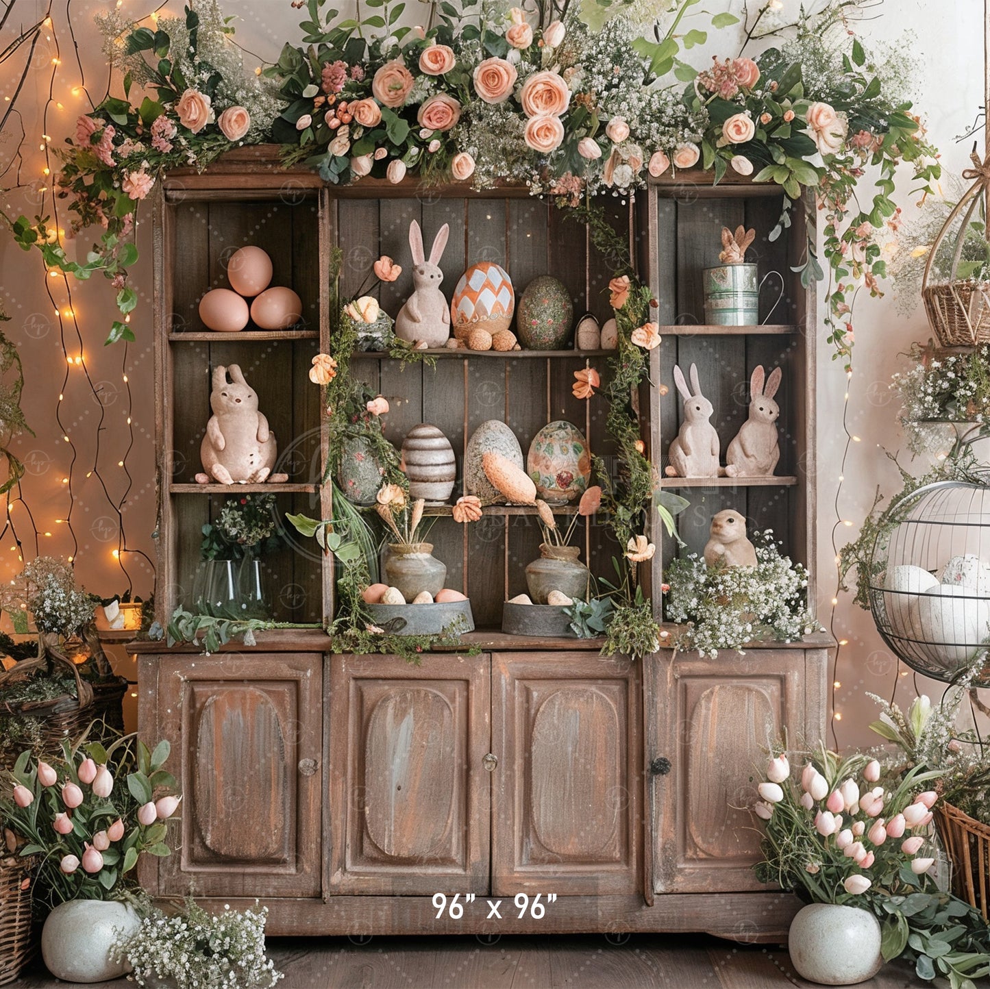 Vintage Easter Bunny Hutch Backdrop