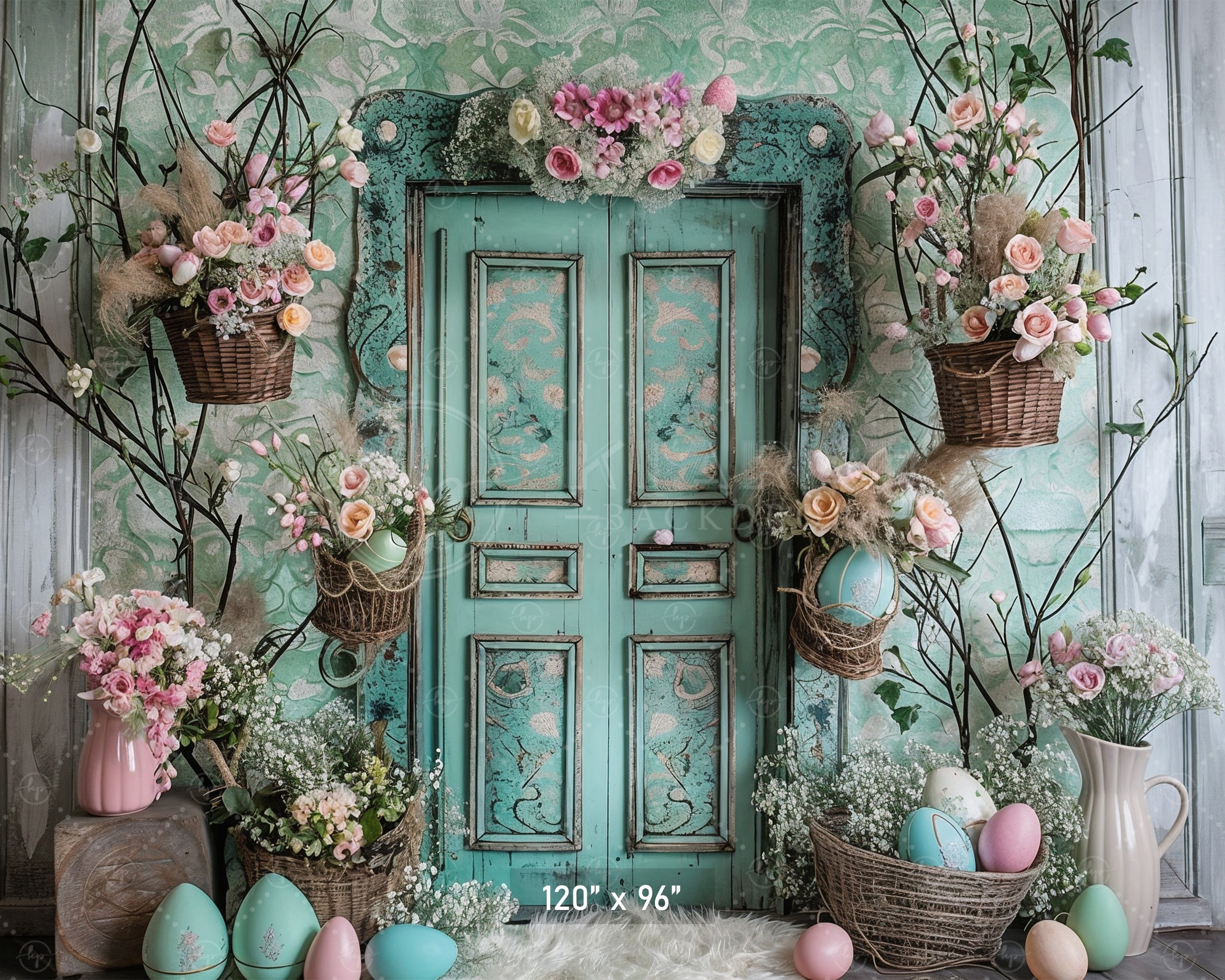 Vintage Floral Easter Door Backdrop