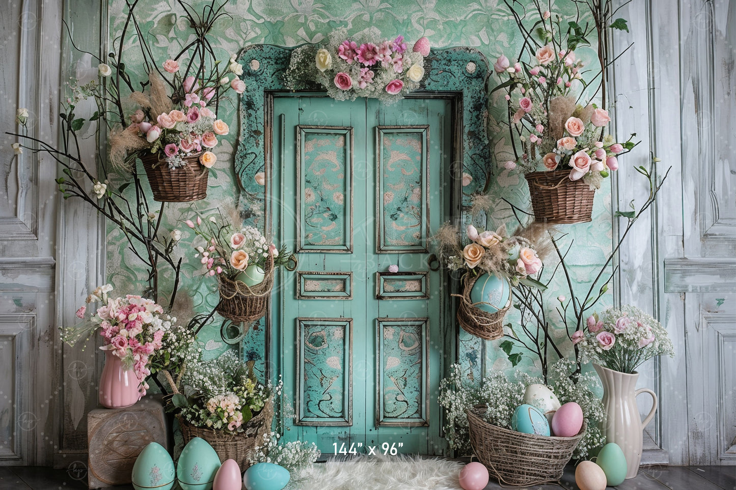 Vintage Floral Easter Door Backdrop