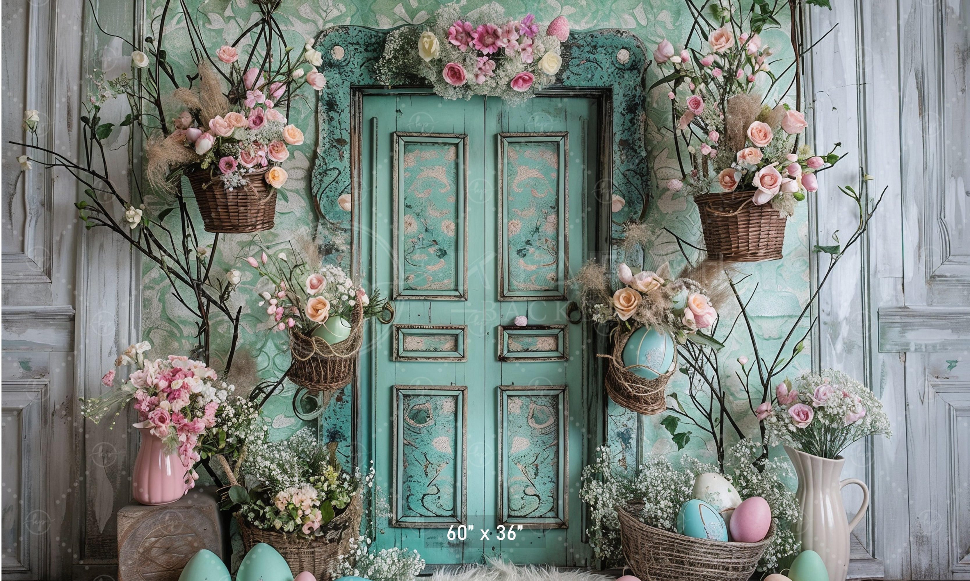 Vintage Floral Easter Door Backdrop