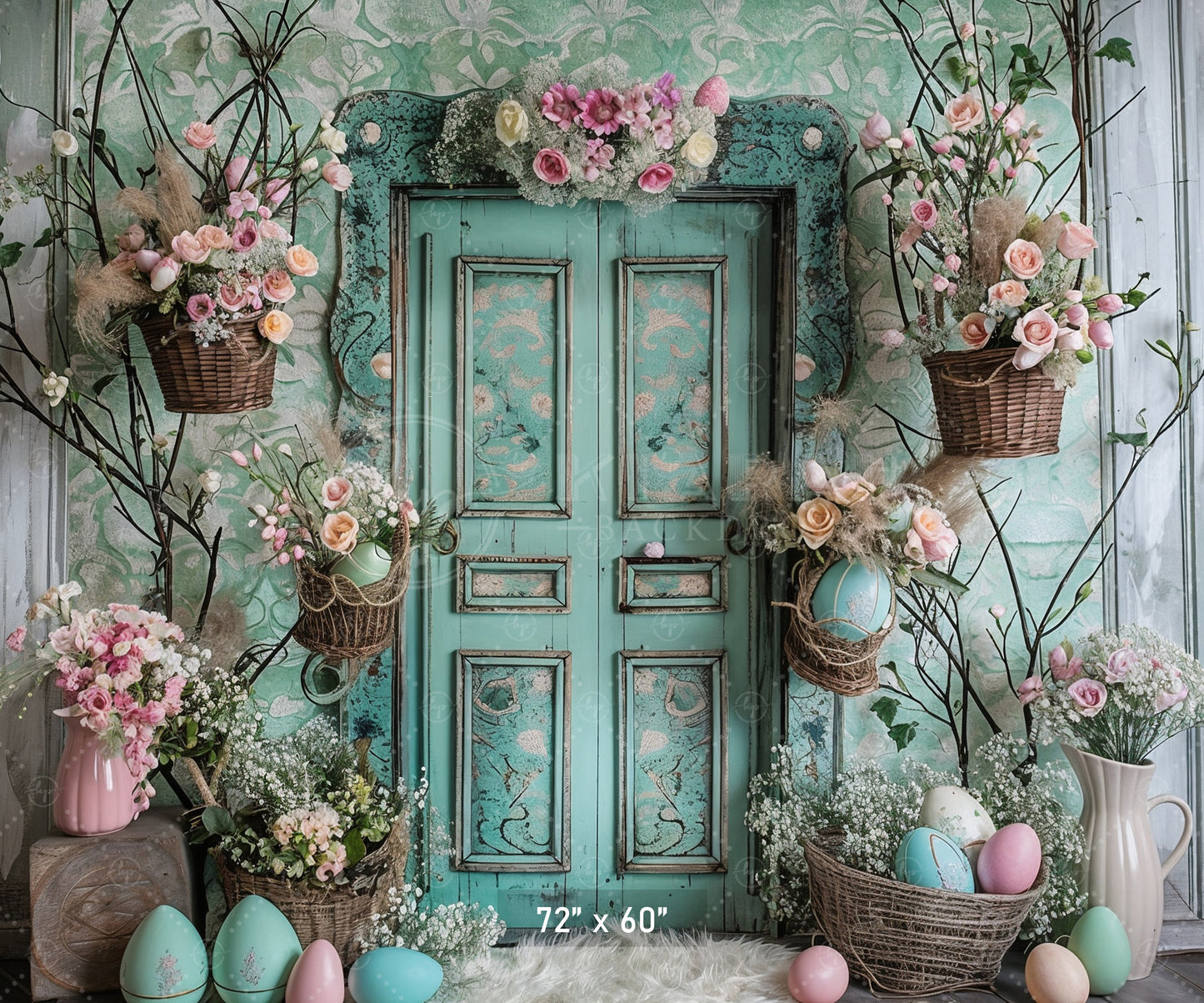 Vintage Floral Easter Door Backdrop