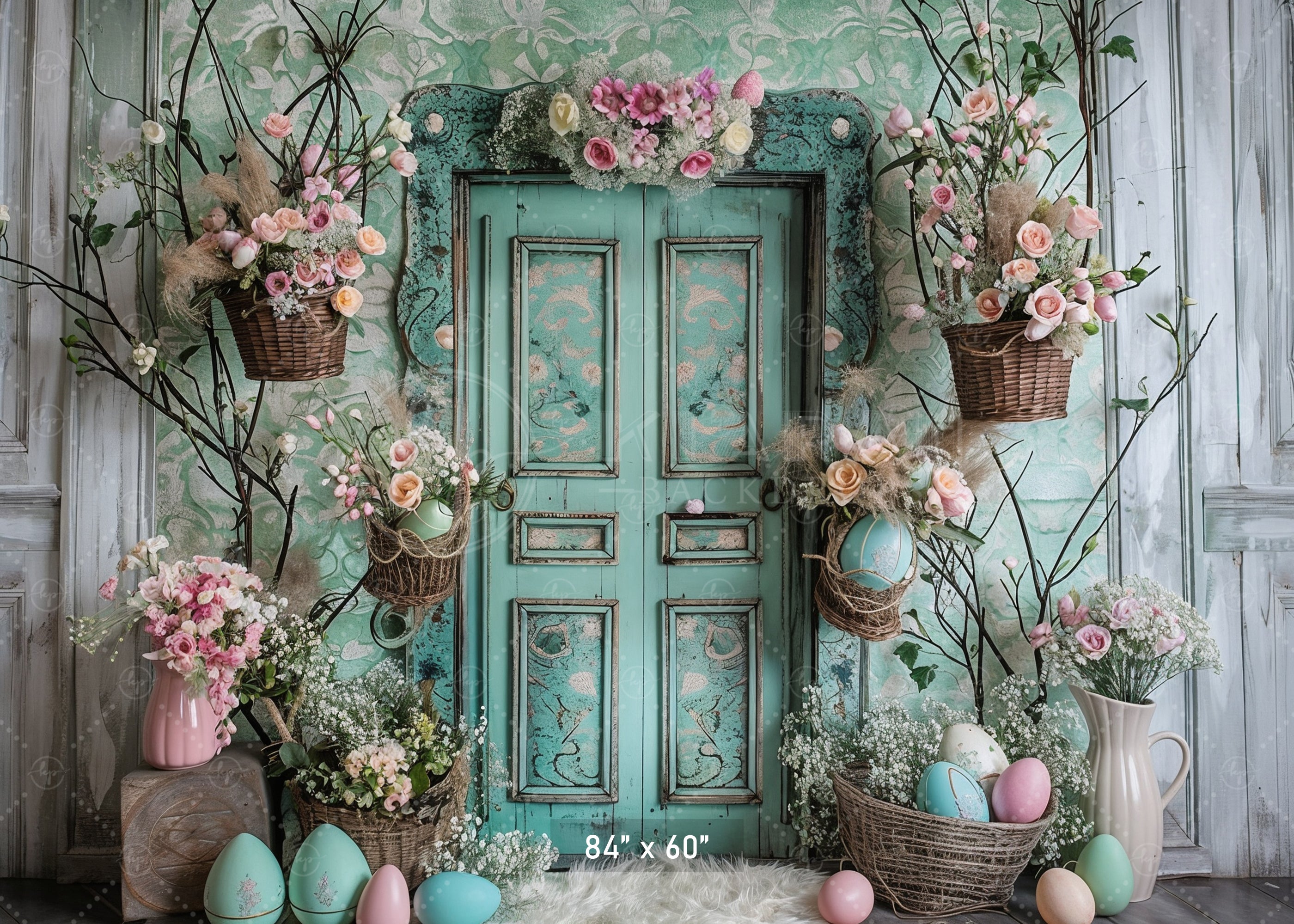 Vintage Floral Easter Door Backdrop