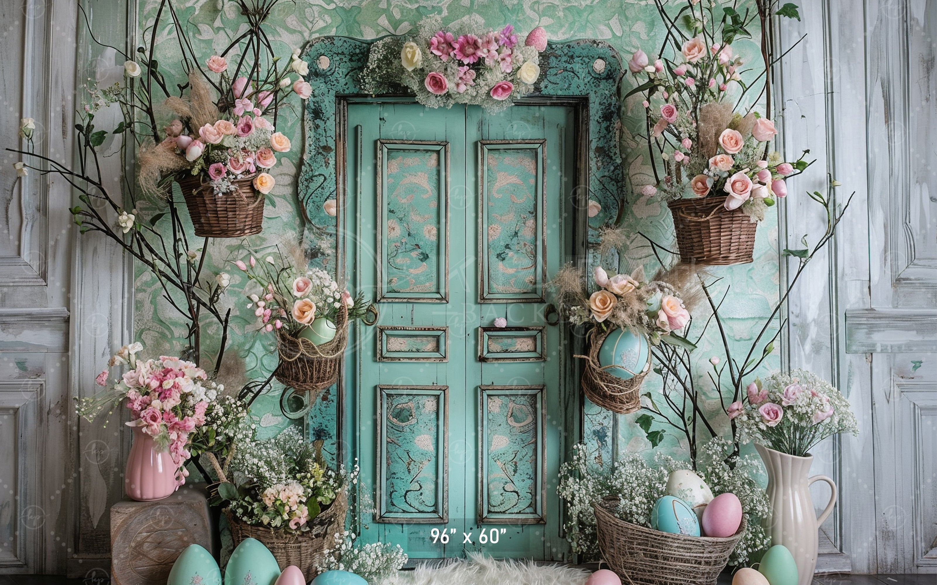 Vintage Floral Easter Door Backdrop