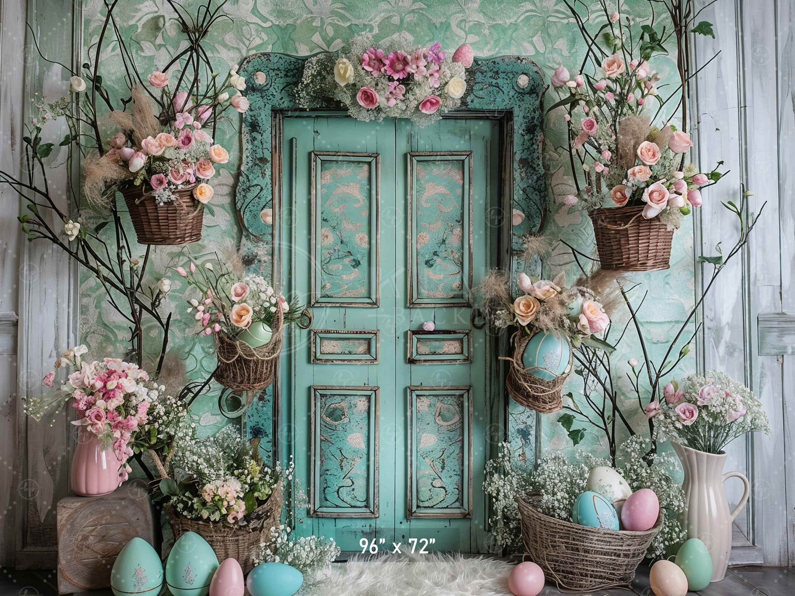 Vintage Floral Easter Door Backdrop
