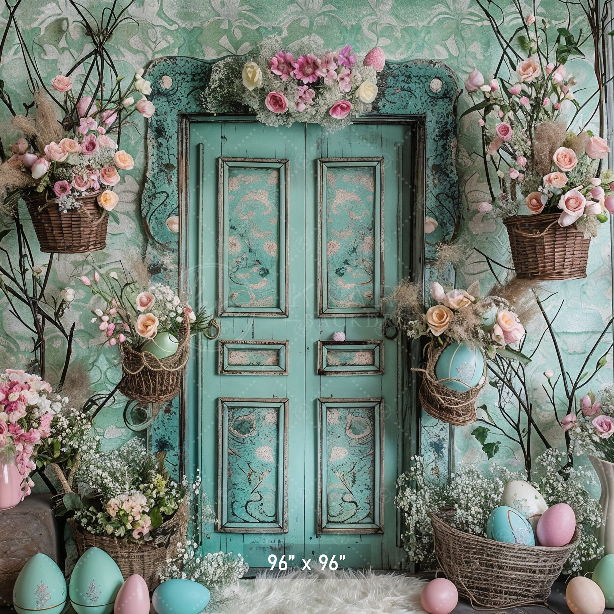 Vintage Floral Easter Door Backdrop