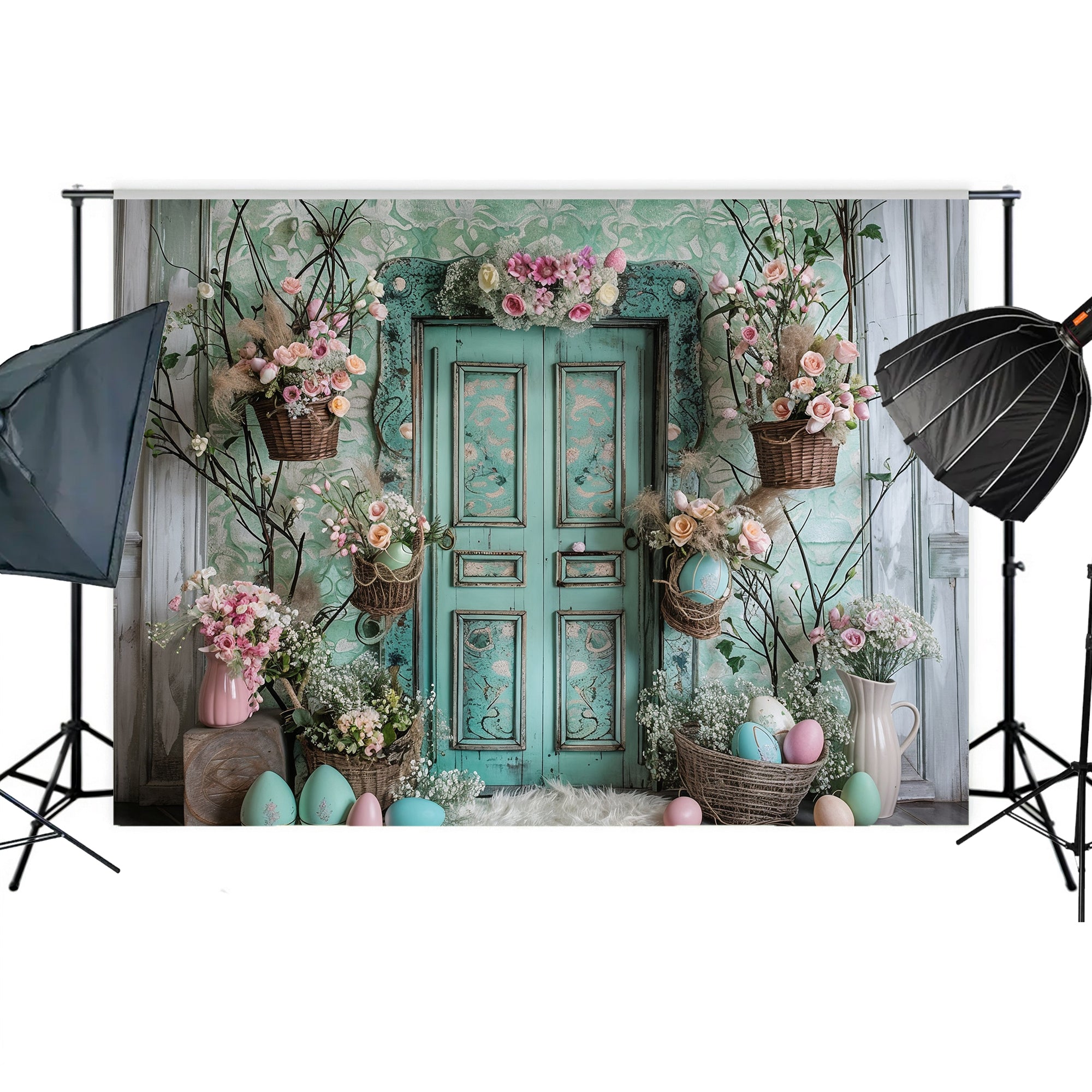 Vintage Floral Easter Door Backdrop