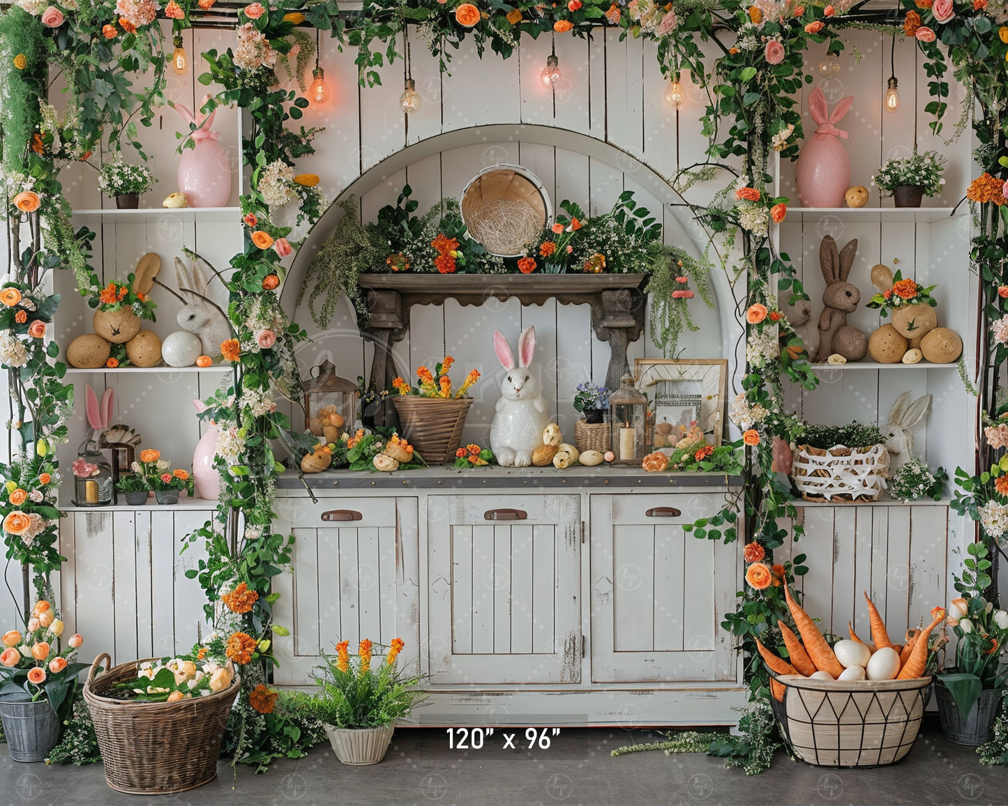 Rustic Easter Bunny Hutch Backdrop