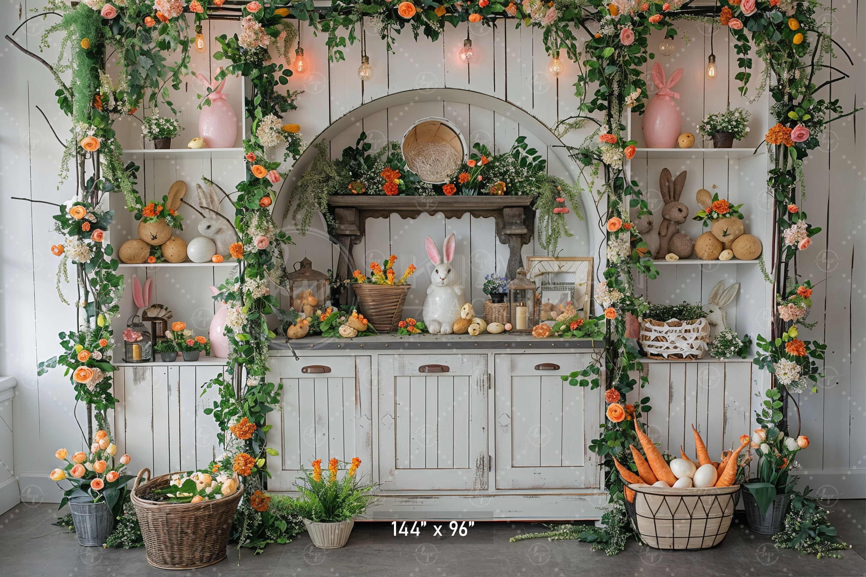 Rustic Easter Bunny Hutch Backdrop
