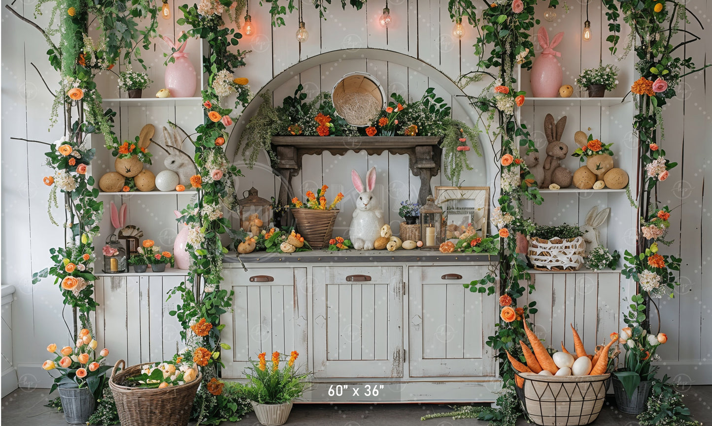 Rustic Easter Bunny Hutch Backdrop