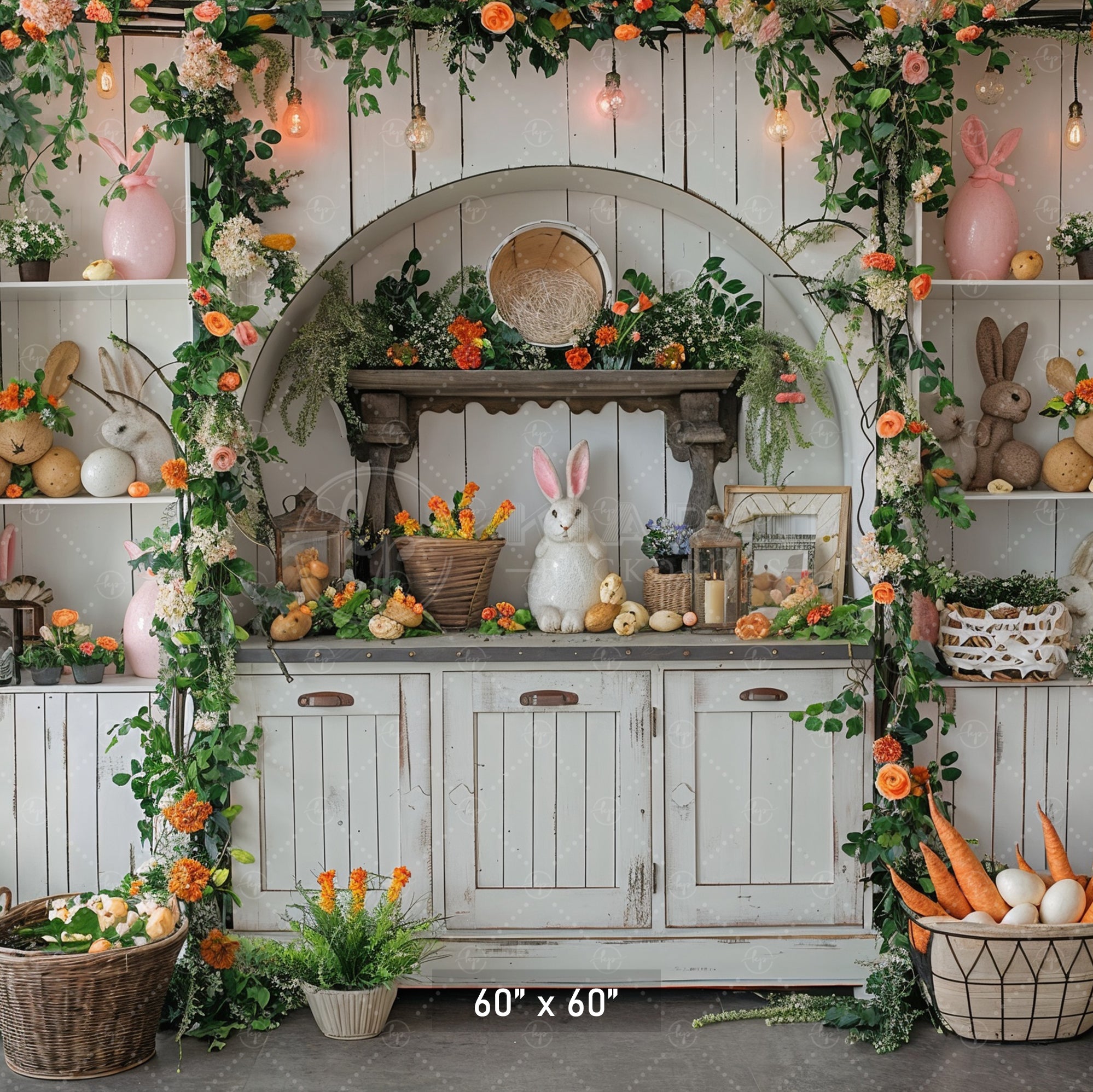 Rustic Easter Bunny Hutch Backdrop