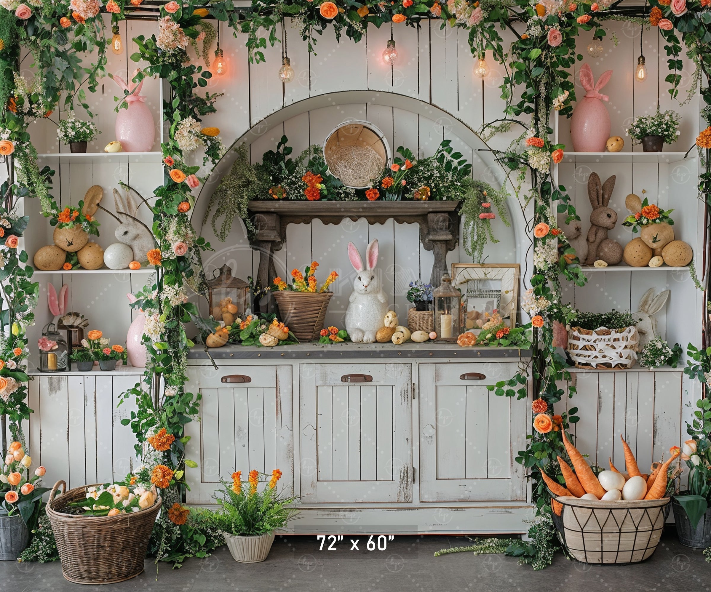 Rustic Easter Bunny Hutch Backdrop
