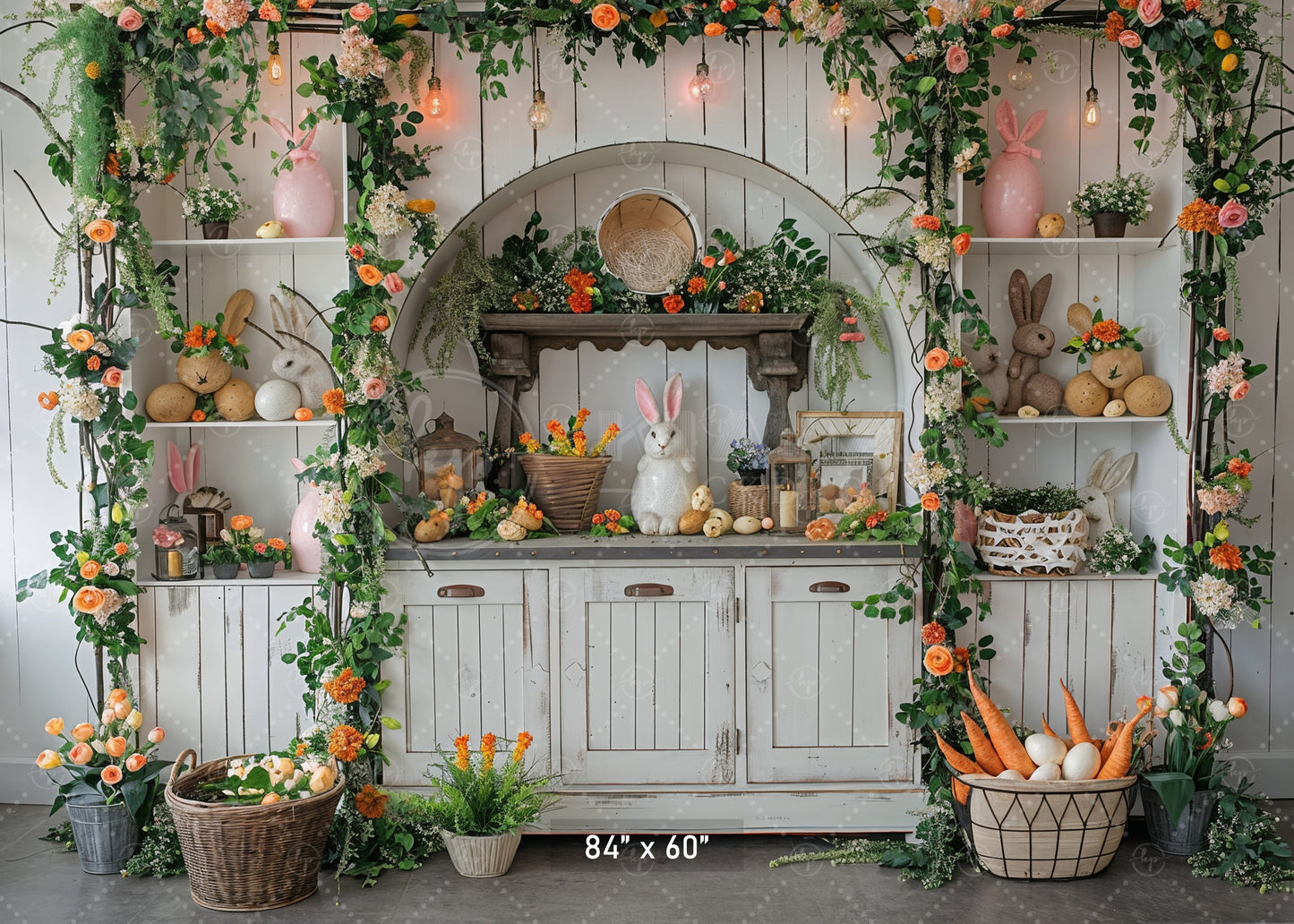 Rustic Easter Bunny Hutch Backdrop