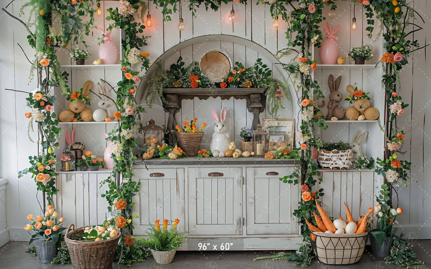 Rustic Easter Bunny Hutch Backdrop