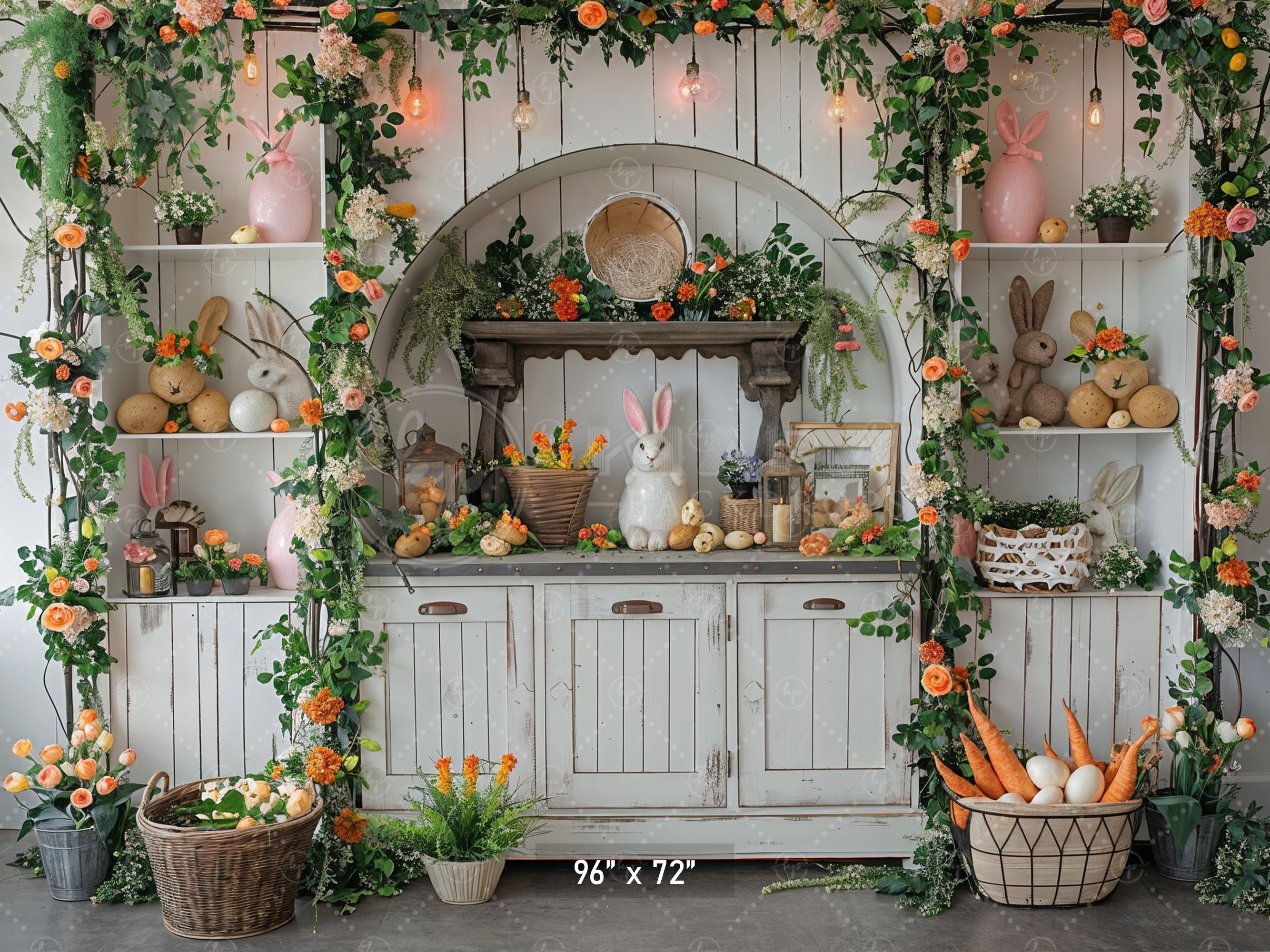 Rustic Easter Bunny Hutch Backdrop
