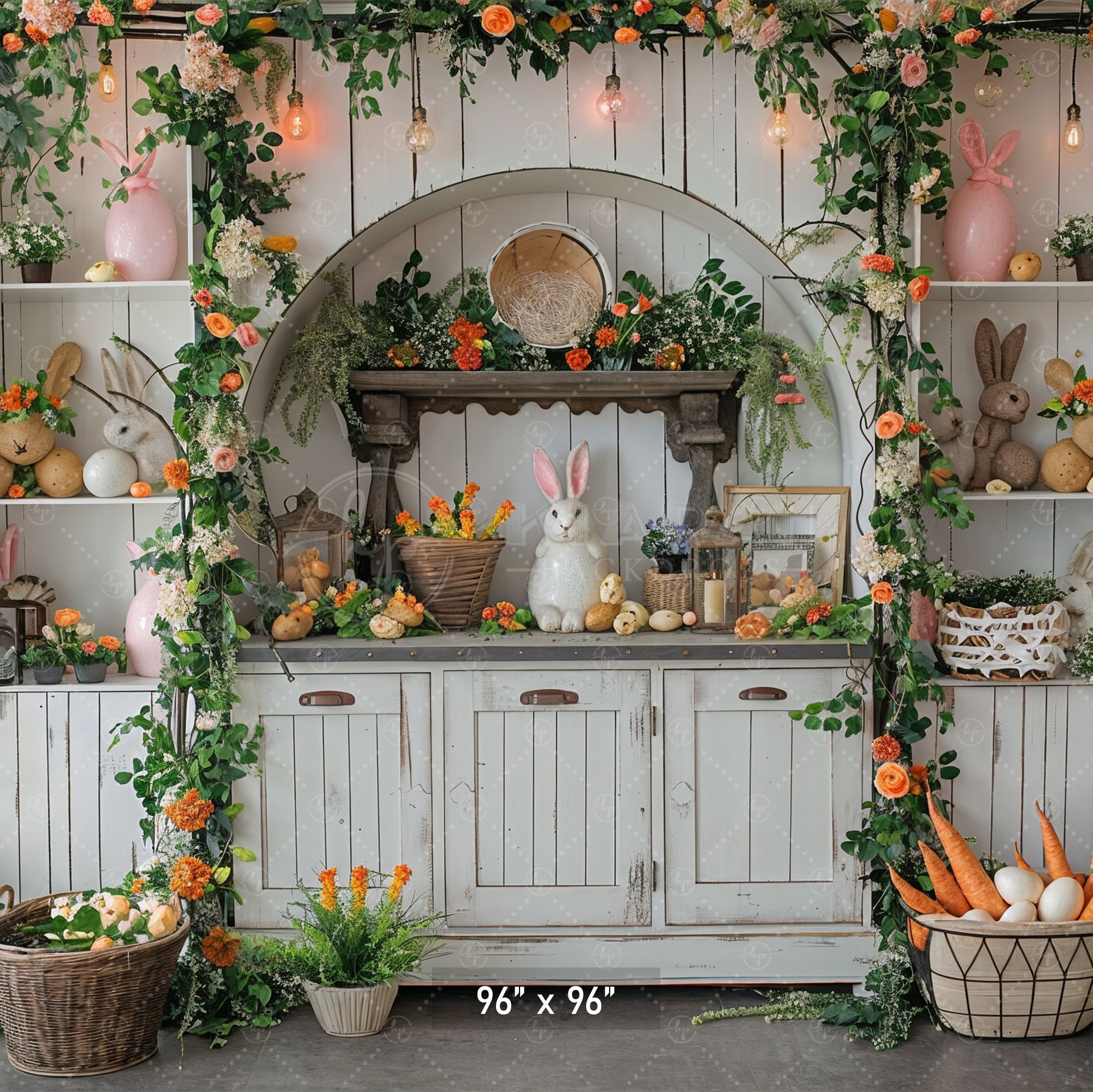 Rustic Easter Bunny Hutch Backdrop