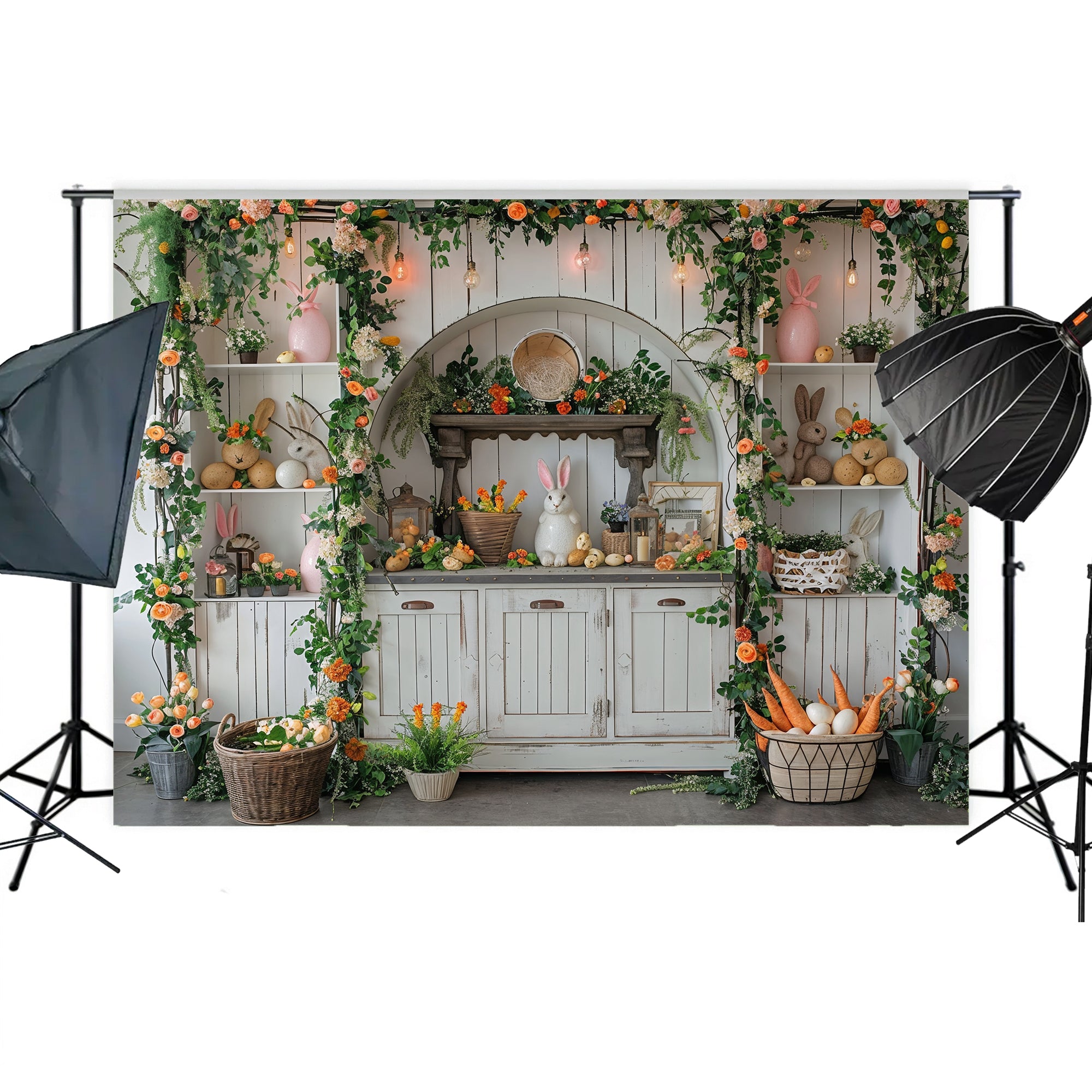 Rustic Easter Bunny Hutch Backdrop