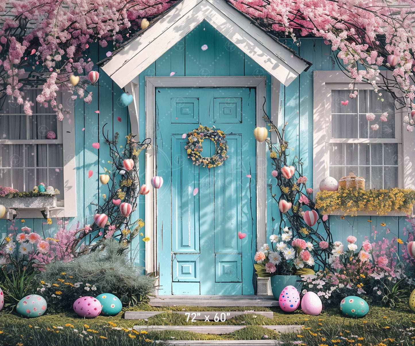 Spring Floral Cottage with Easter Accents Backdrop