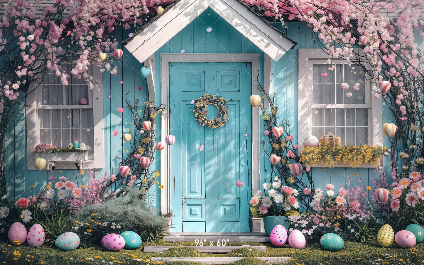 Spring Floral Cottage with Easter Accents Backdrop