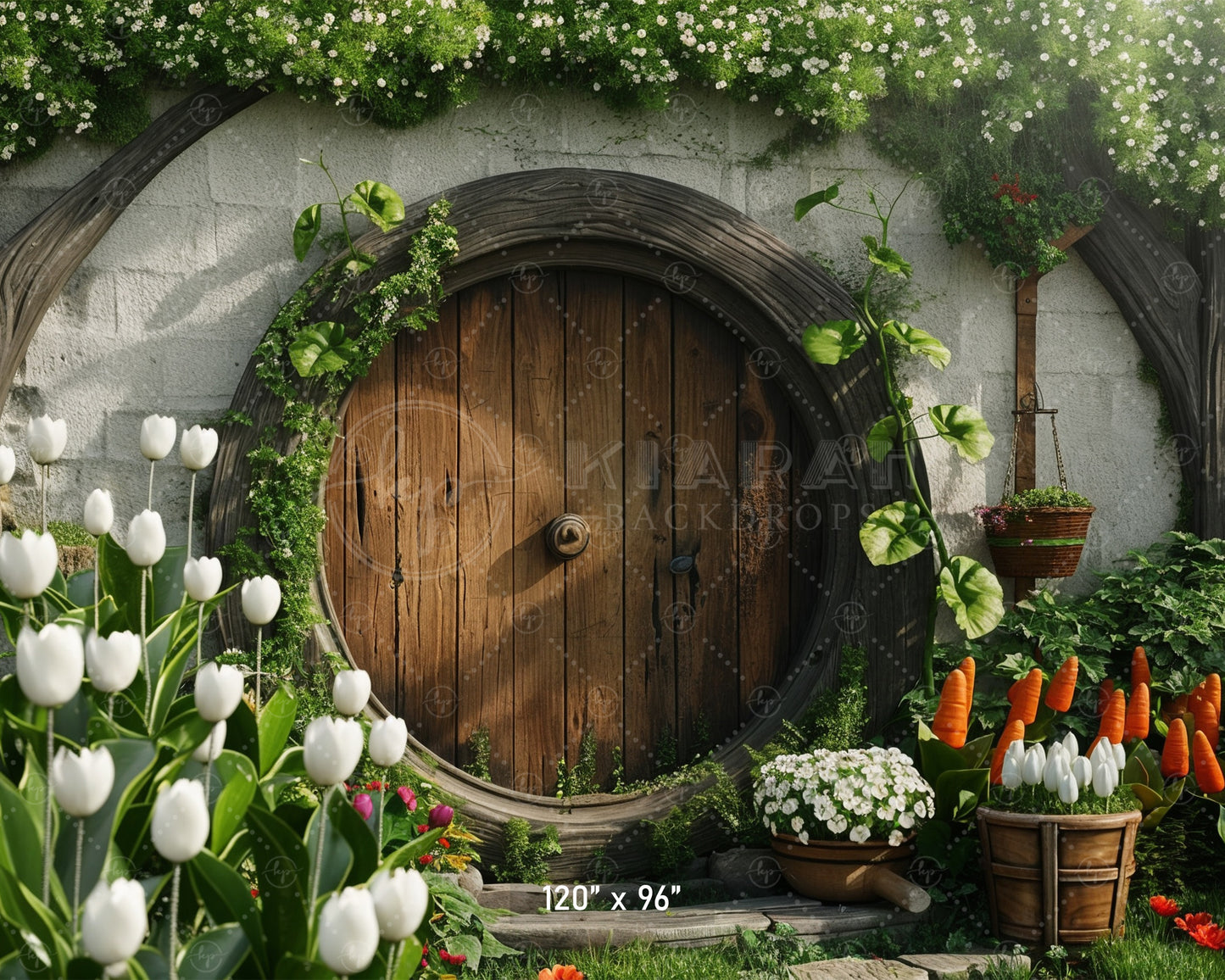 Rustic Garden Hobbit Door Backdrop