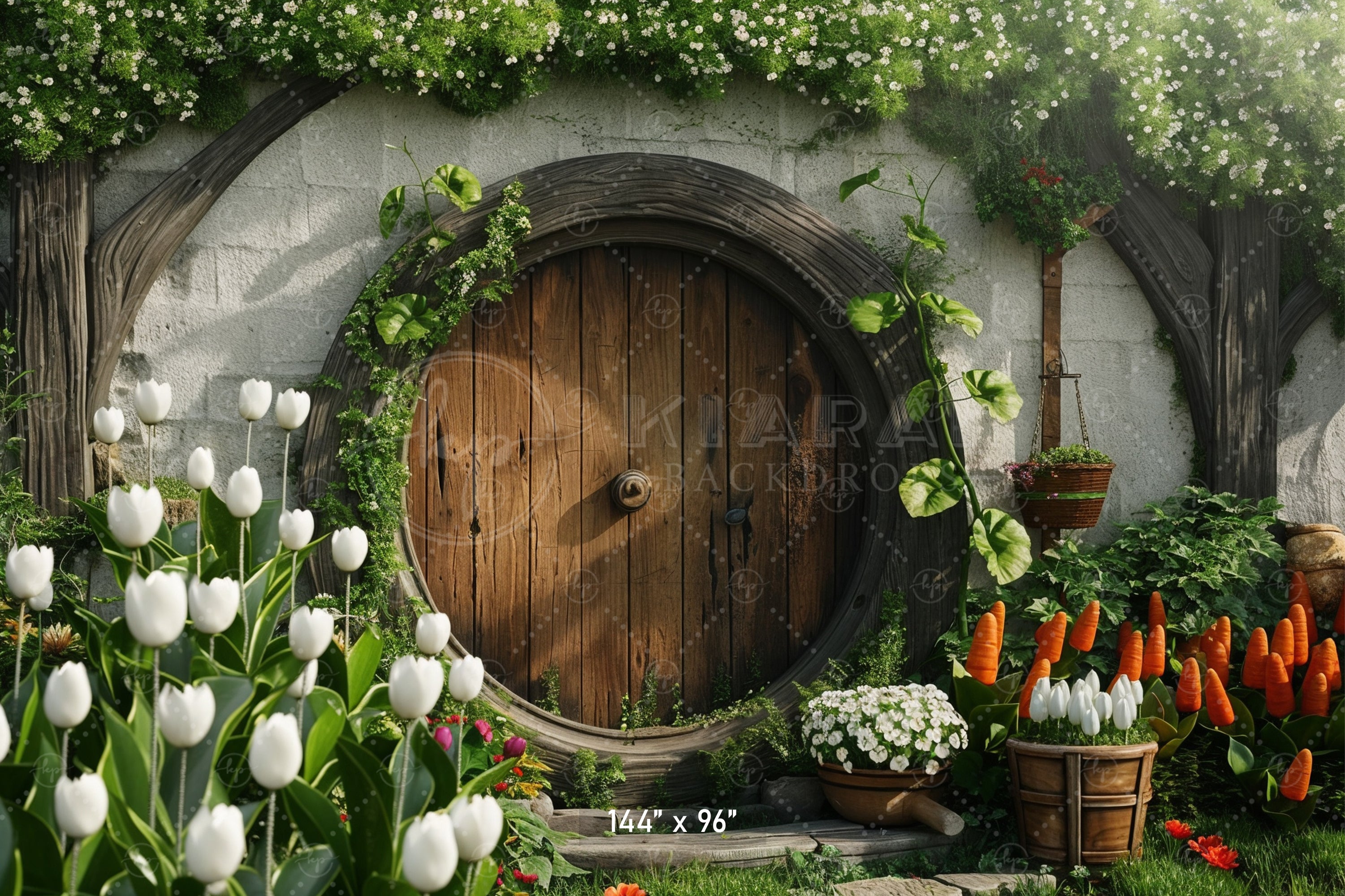 Rustic Garden Hobbit Door Backdrop
