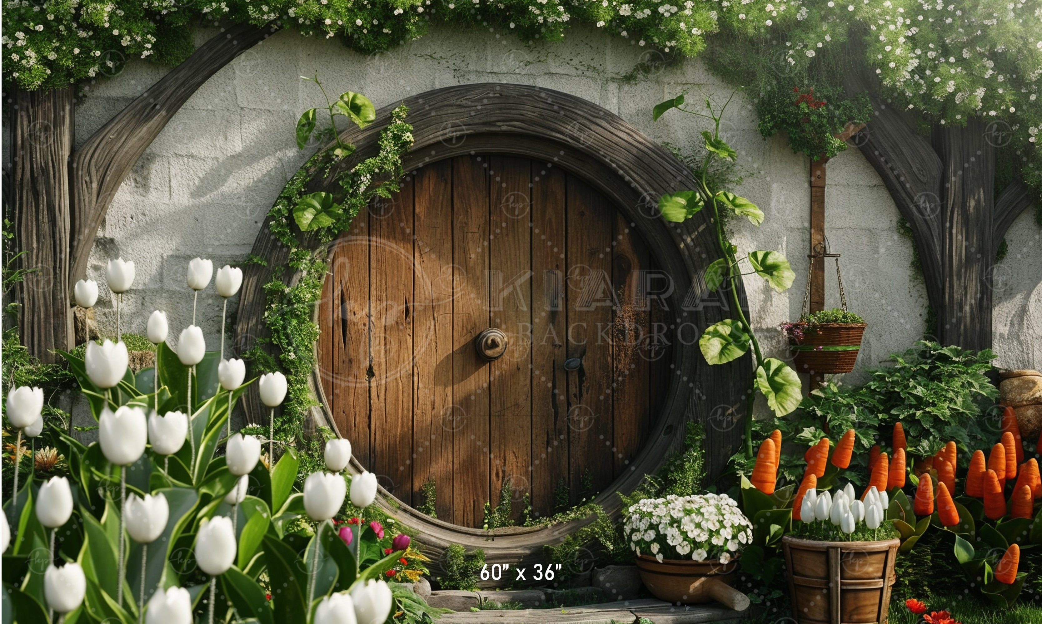 Rustic Garden Hobbit Door Backdrop