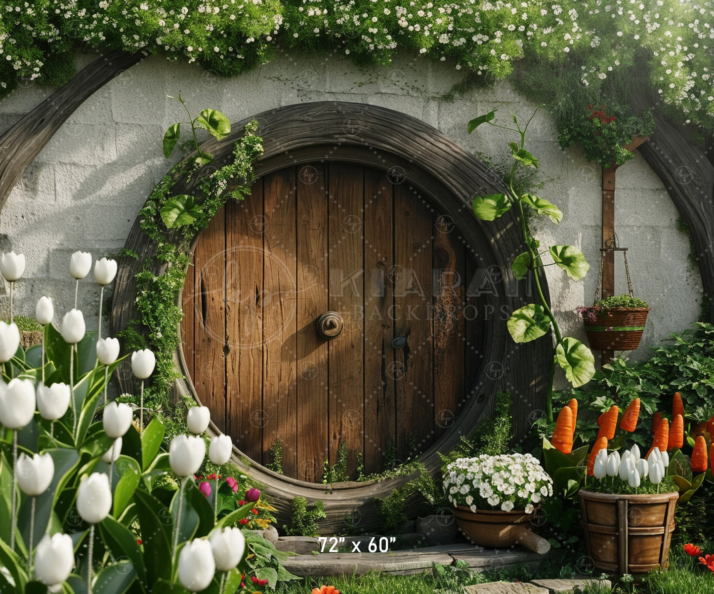 Rustic Garden Hobbit Door Backdrop