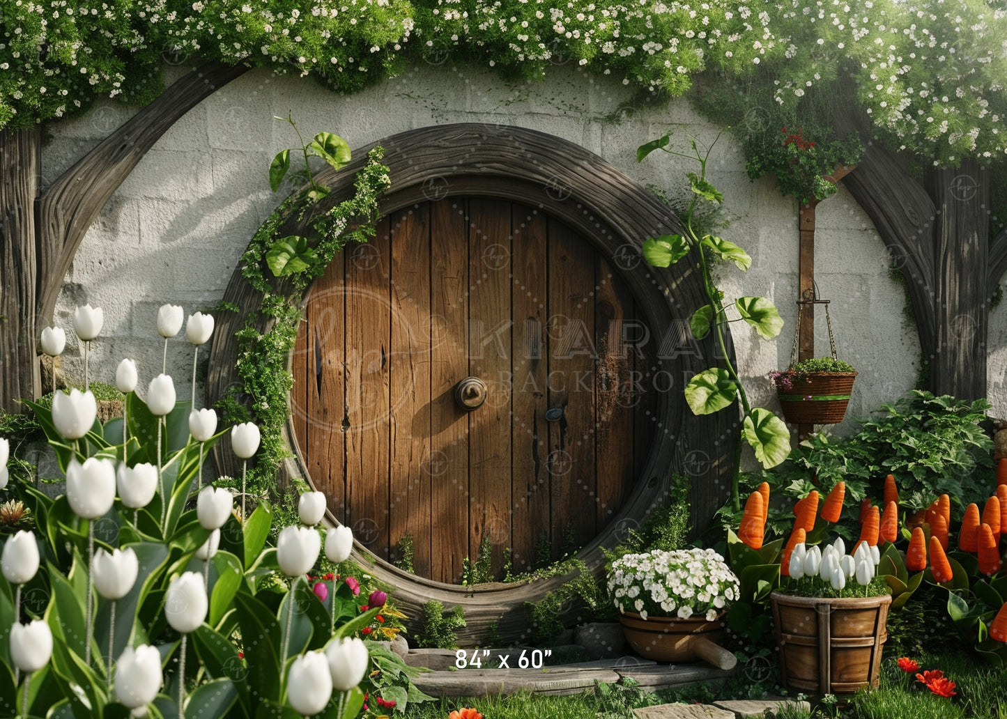 Rustic Garden Hobbit Door Backdrop