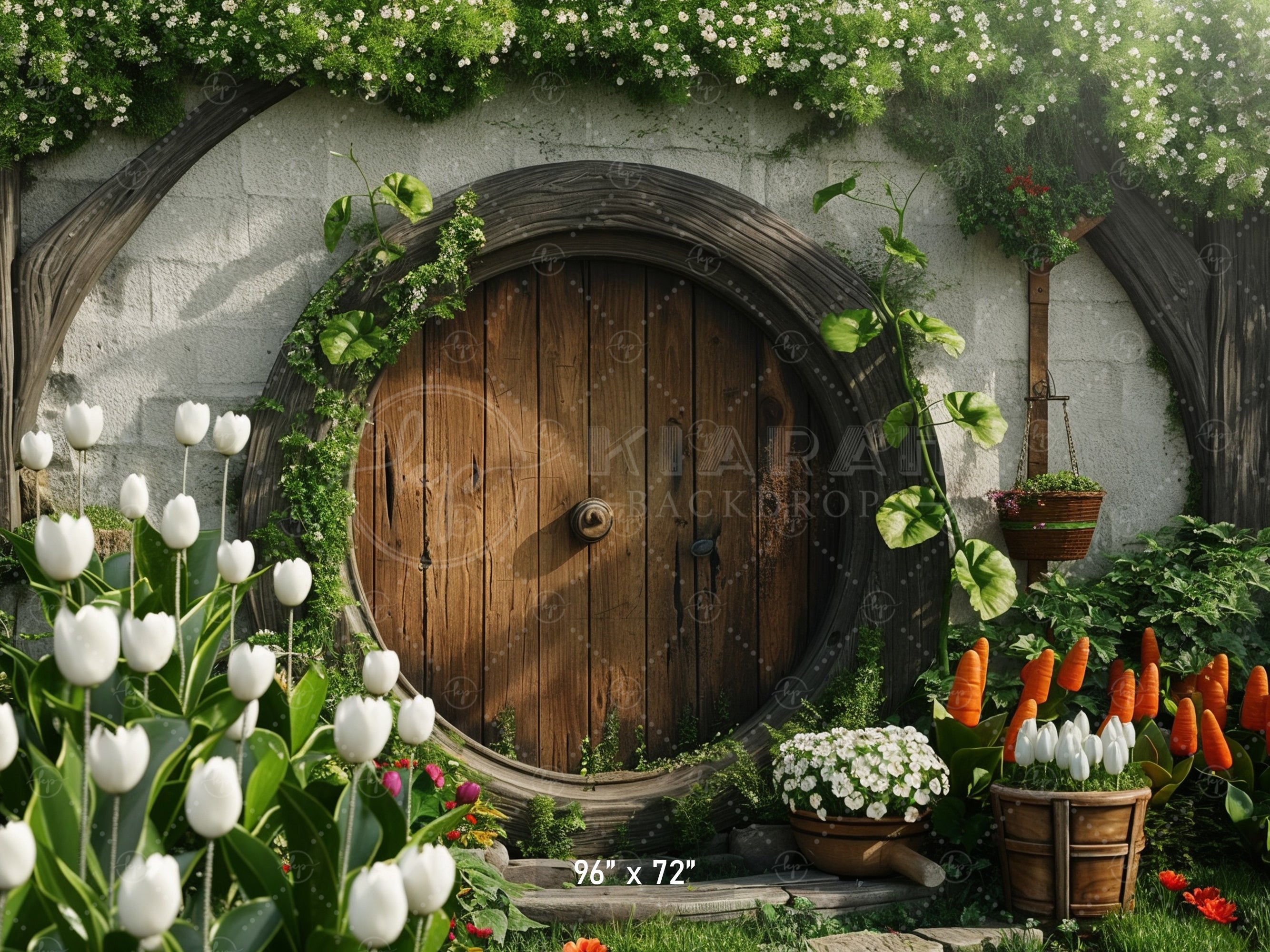 Rustic Garden Hobbit Door Backdrop