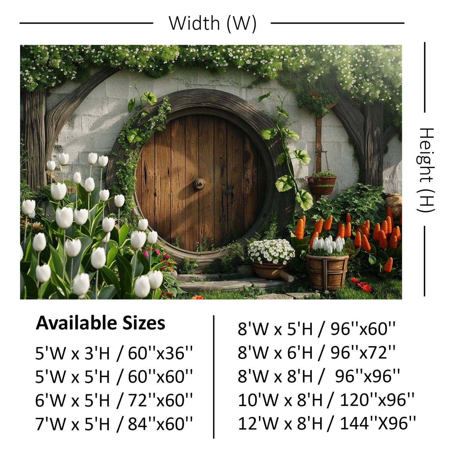 Rustic Garden Hobbit Door Backdrop