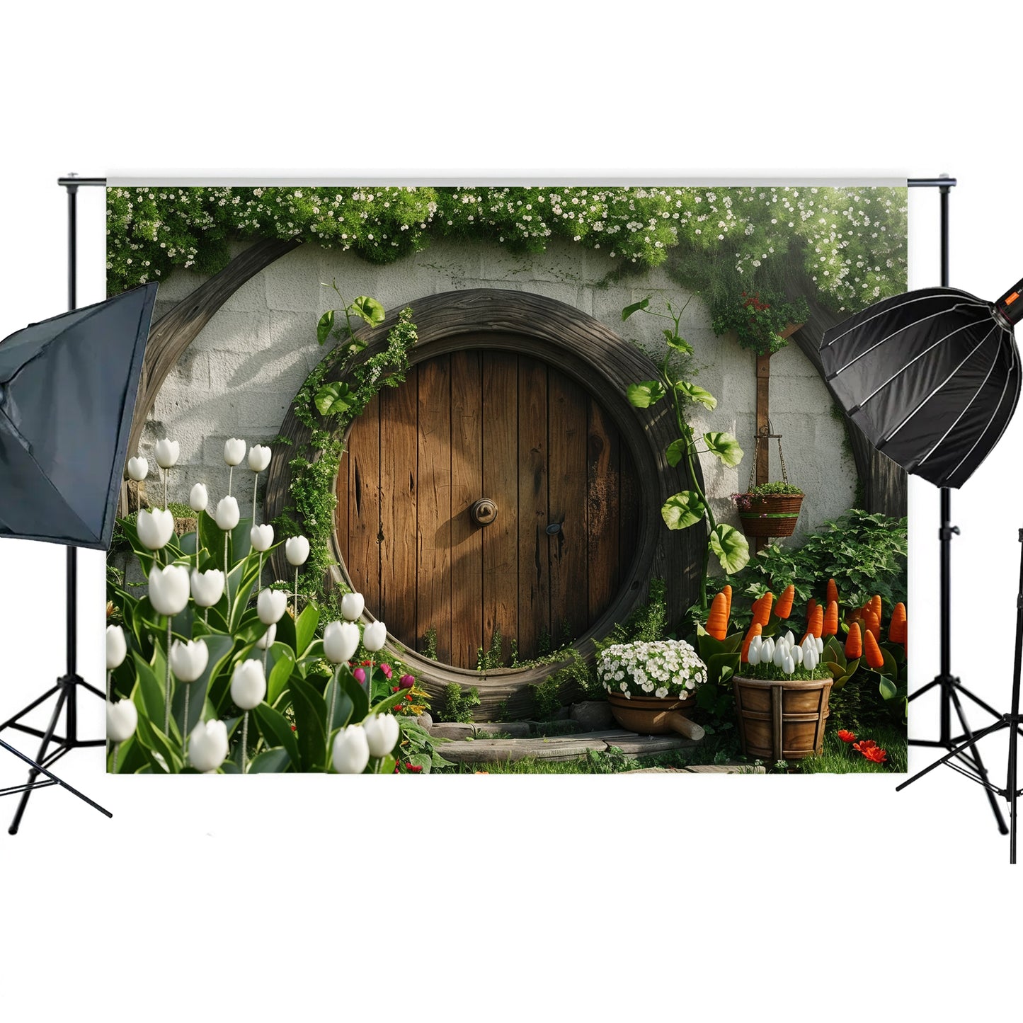 Rustic Garden Hobbit Door Backdrop