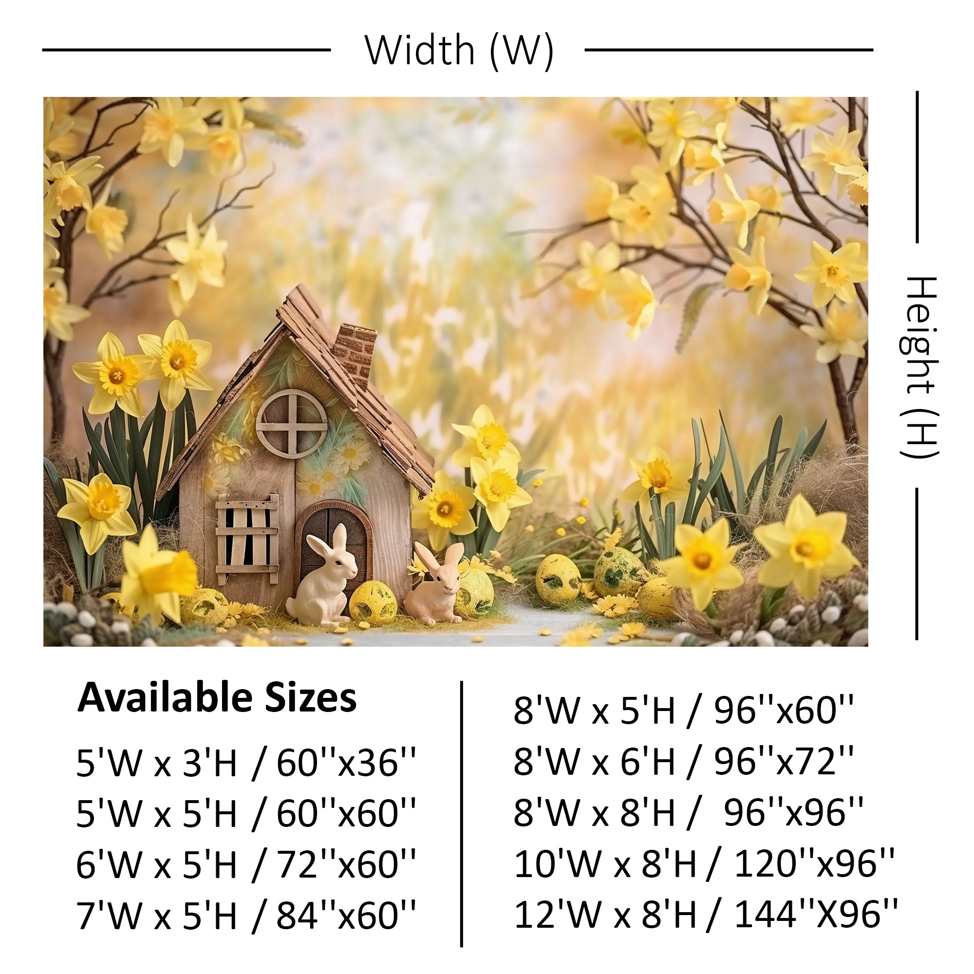 Springtime Bunny Cottage Backdrop