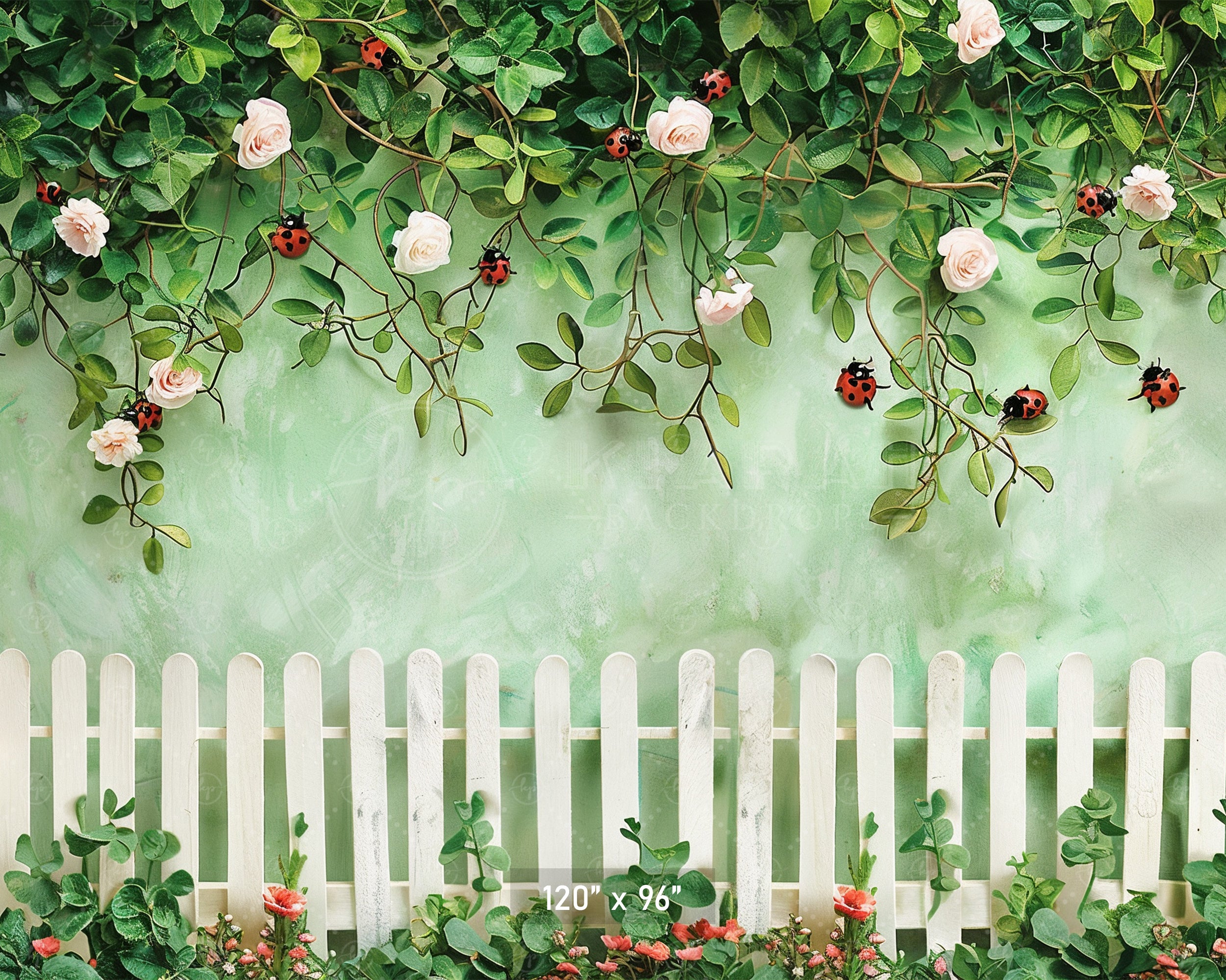 Ladybug Garden Fence Backdrop