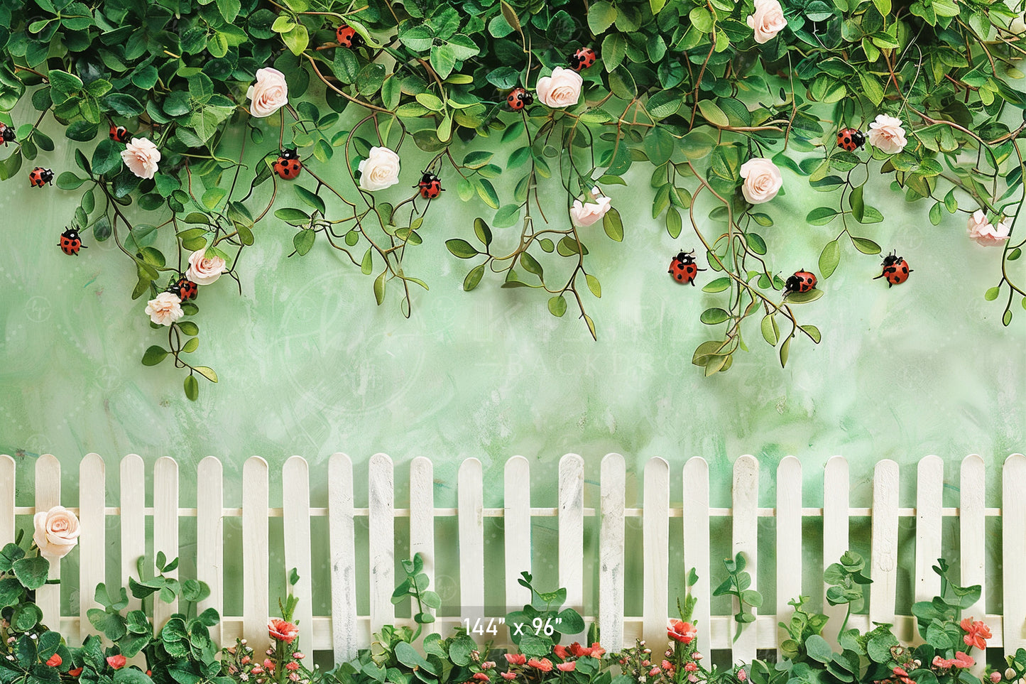 Ladybug Garden Fence Backdrop