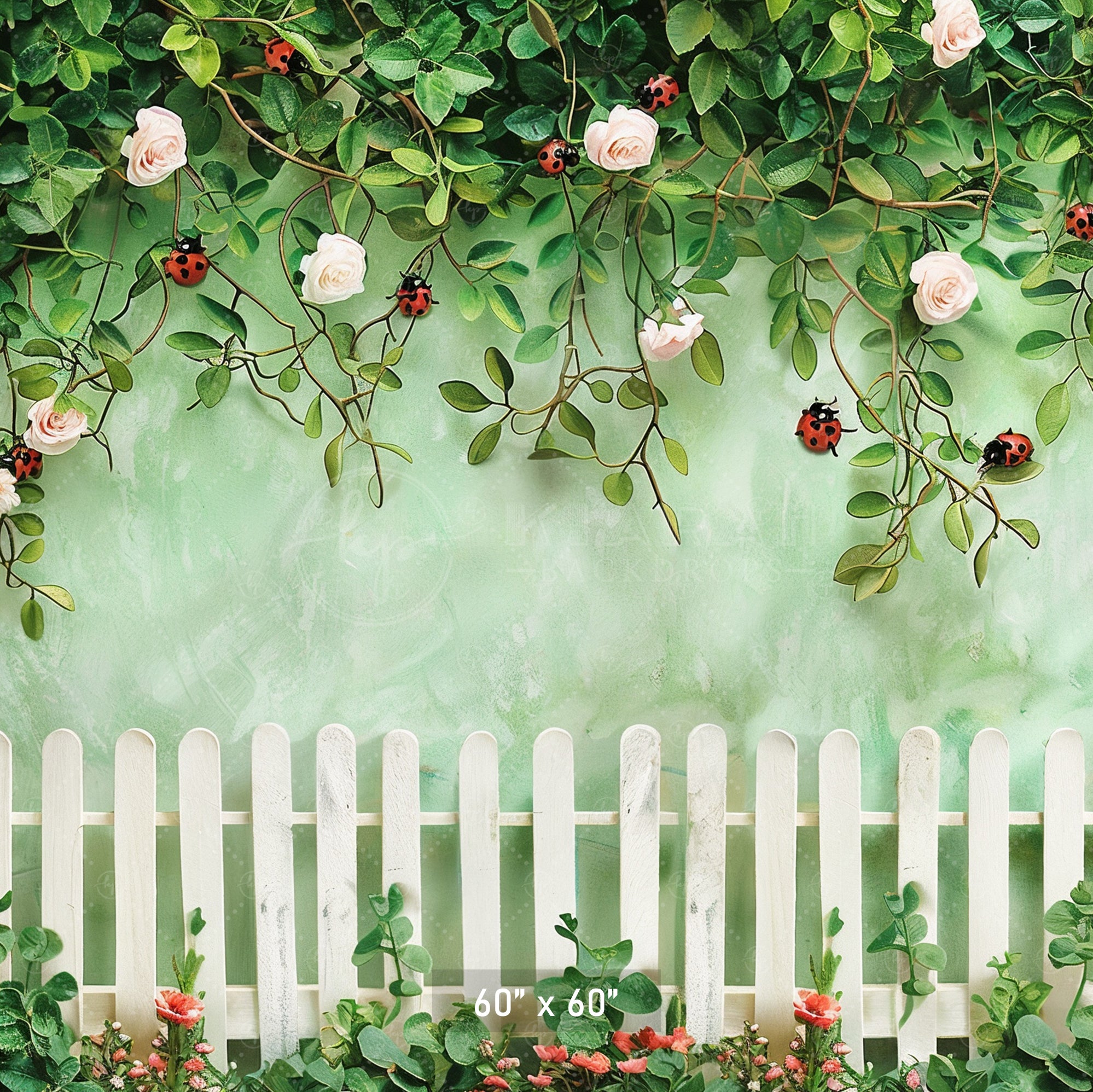 Ladybug Garden Fence Backdrop
