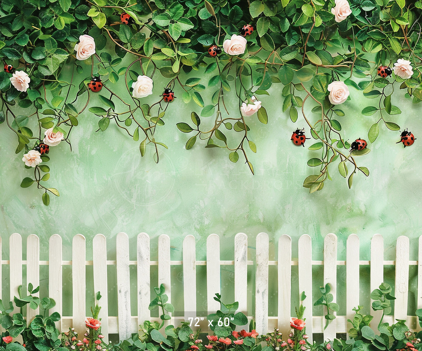 Ladybug Garden Fence Backdrop