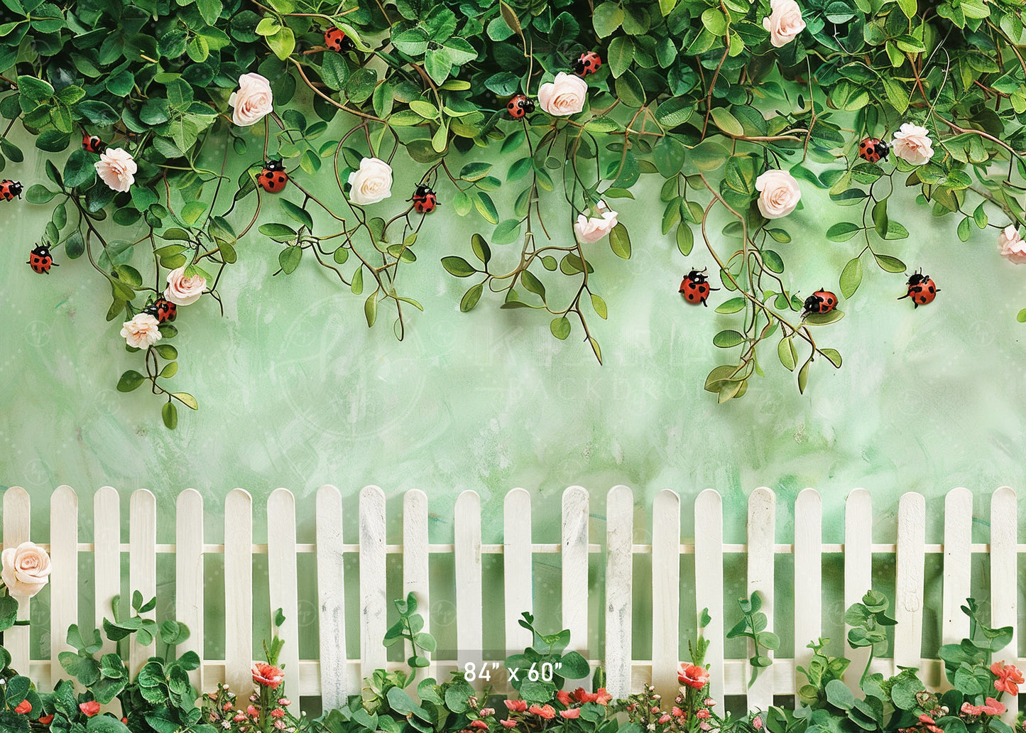 Ladybug Garden Fence Backdrop