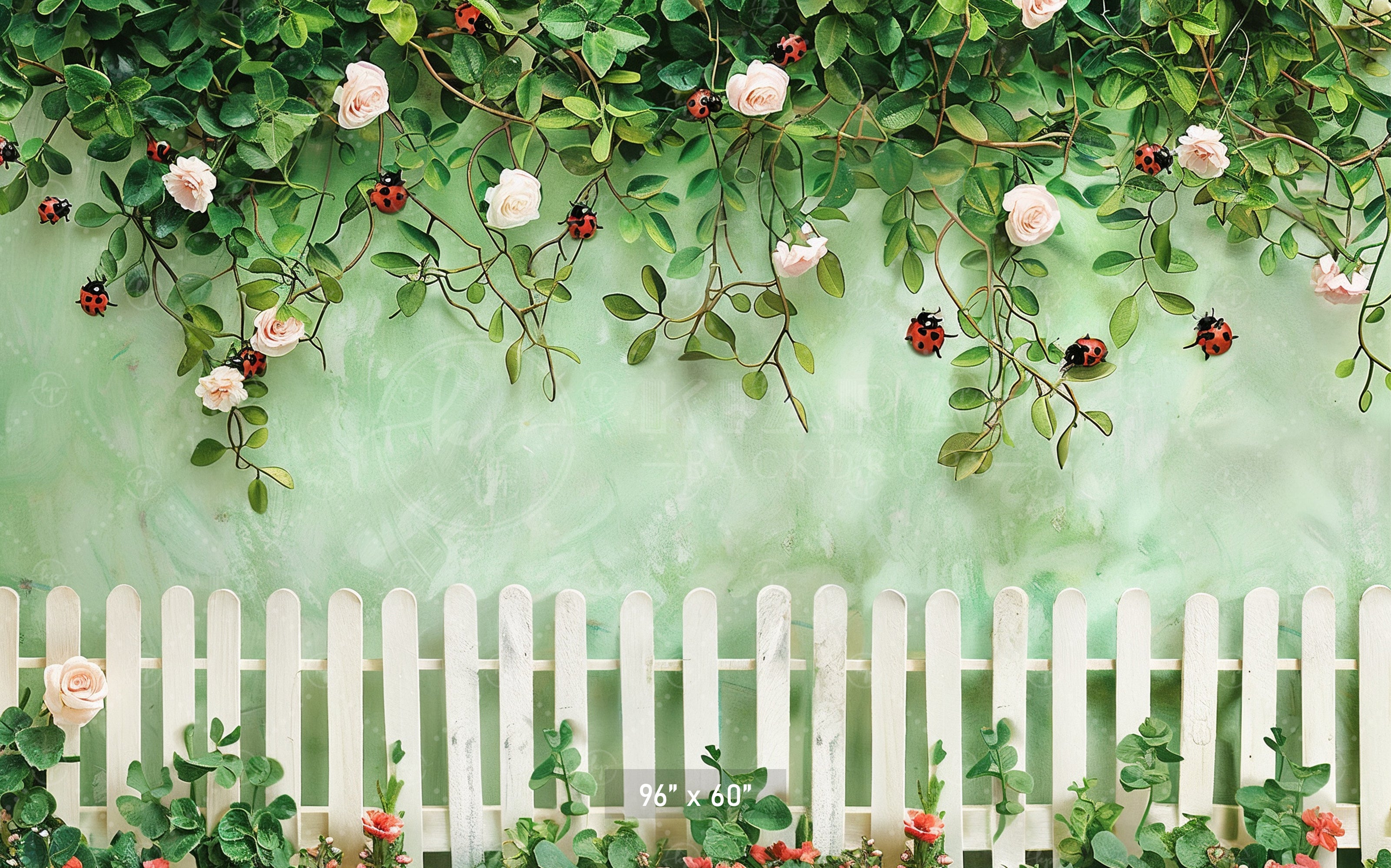 Ladybug Garden Fence Backdrop