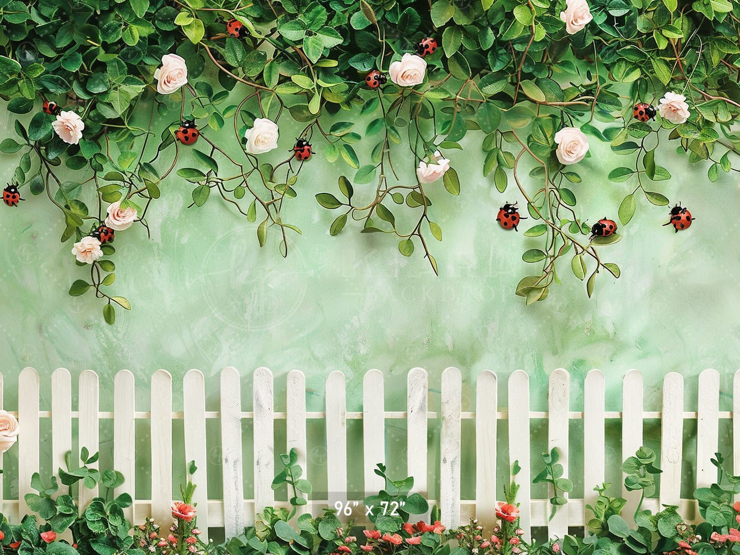 Ladybug Garden Fence Backdrop