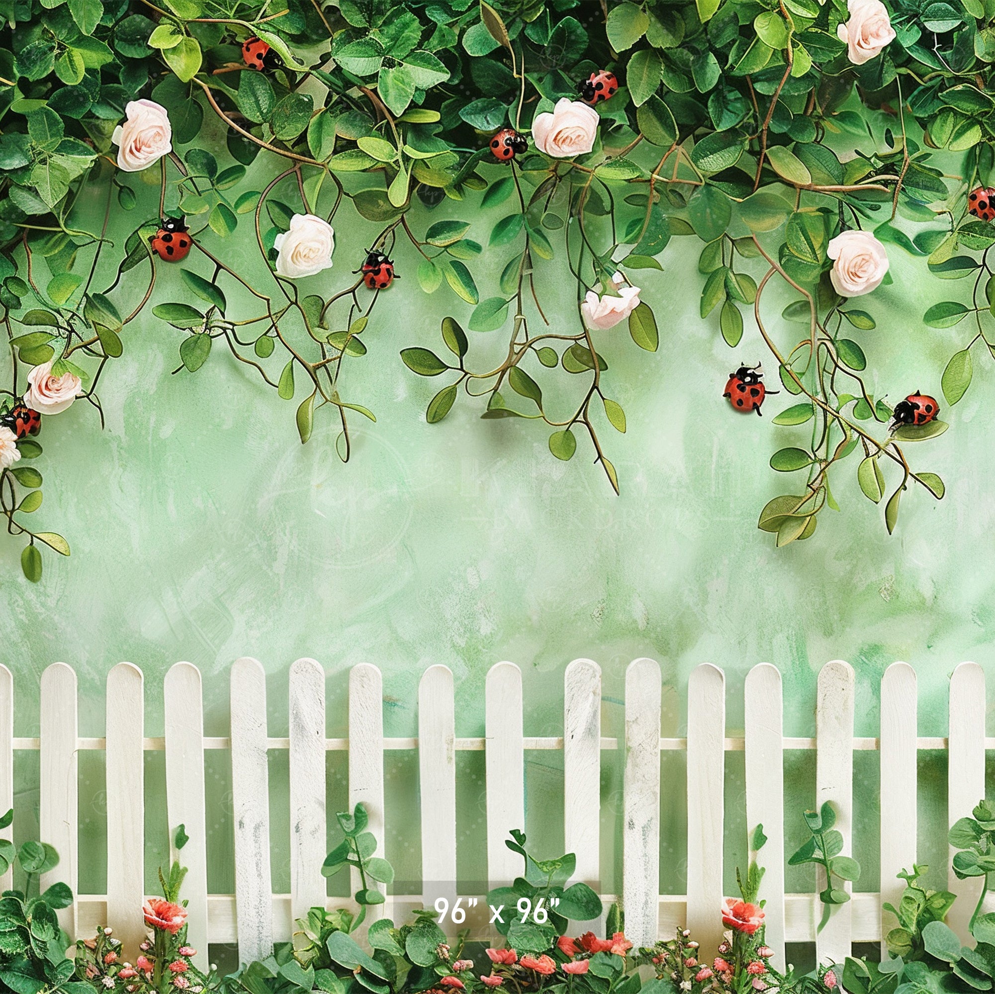 Ladybug Garden Fence Backdrop