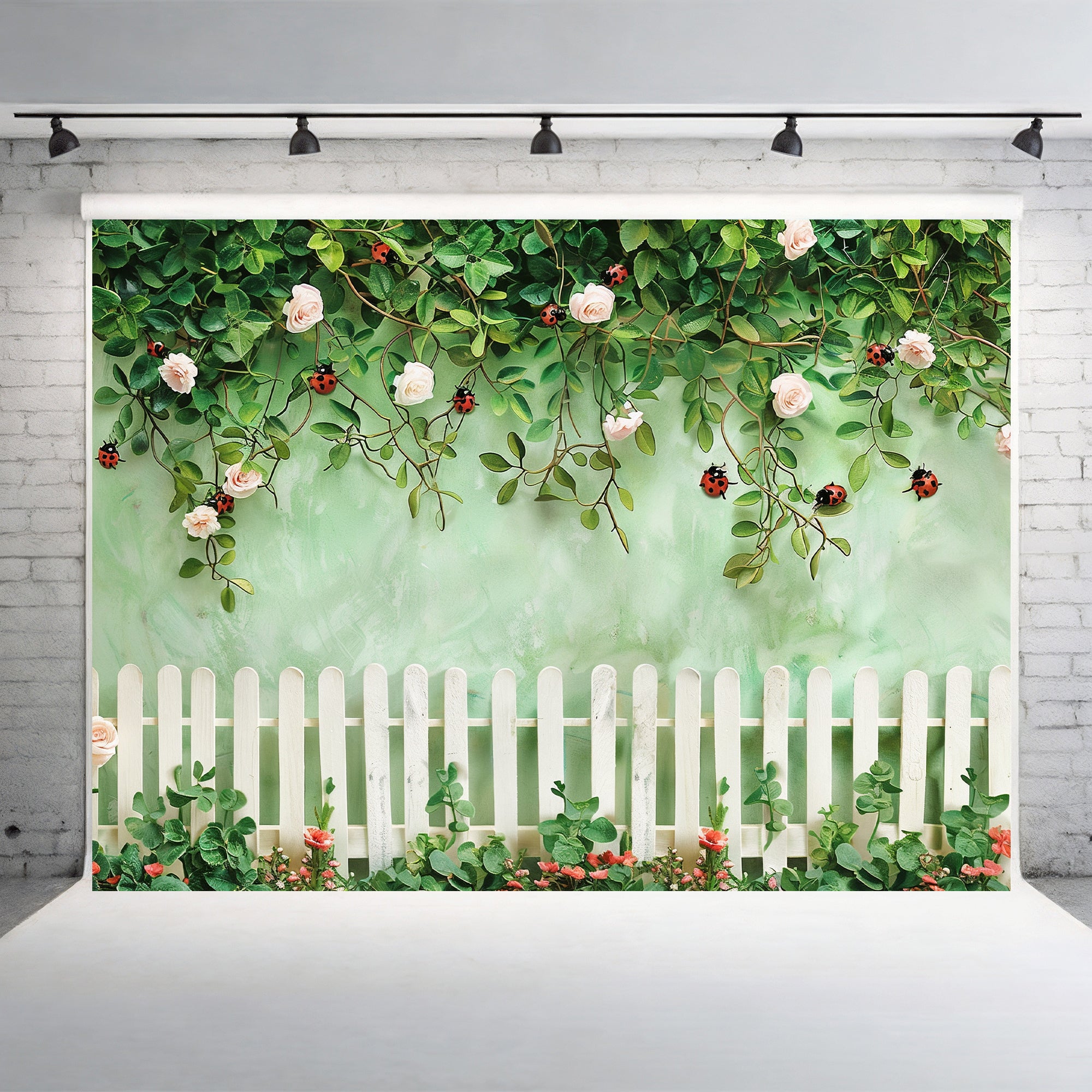 Ladybug Garden Fence Backdrop
