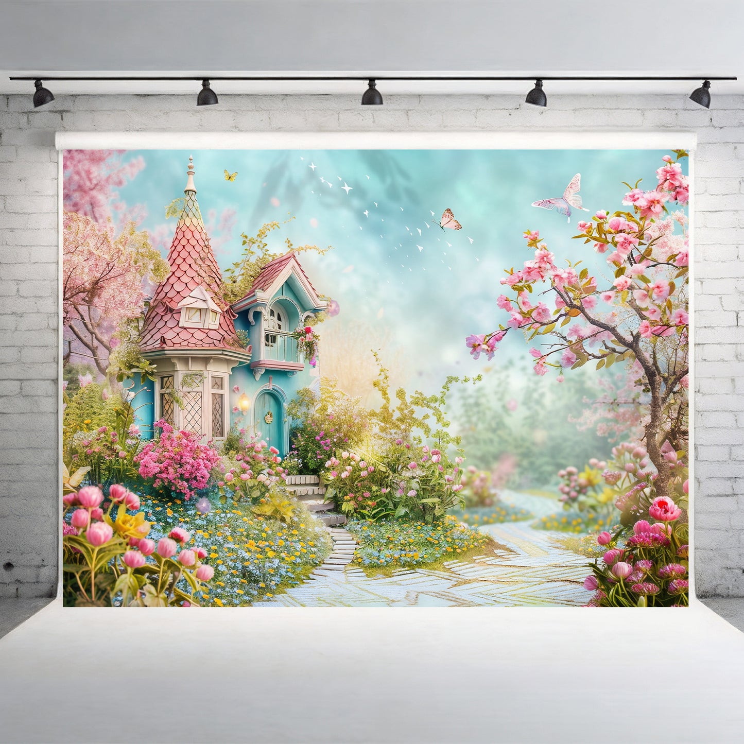 Whimsical Garden Cottage Pathway Backdrop