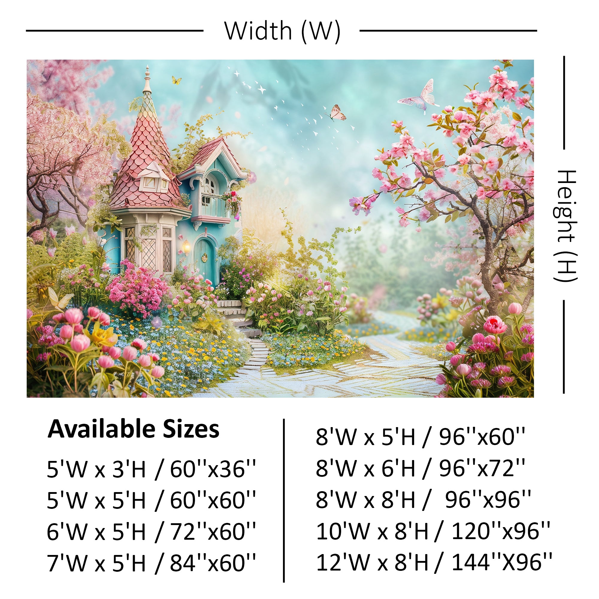 Whimsical Garden Cottage Pathway Backdrop