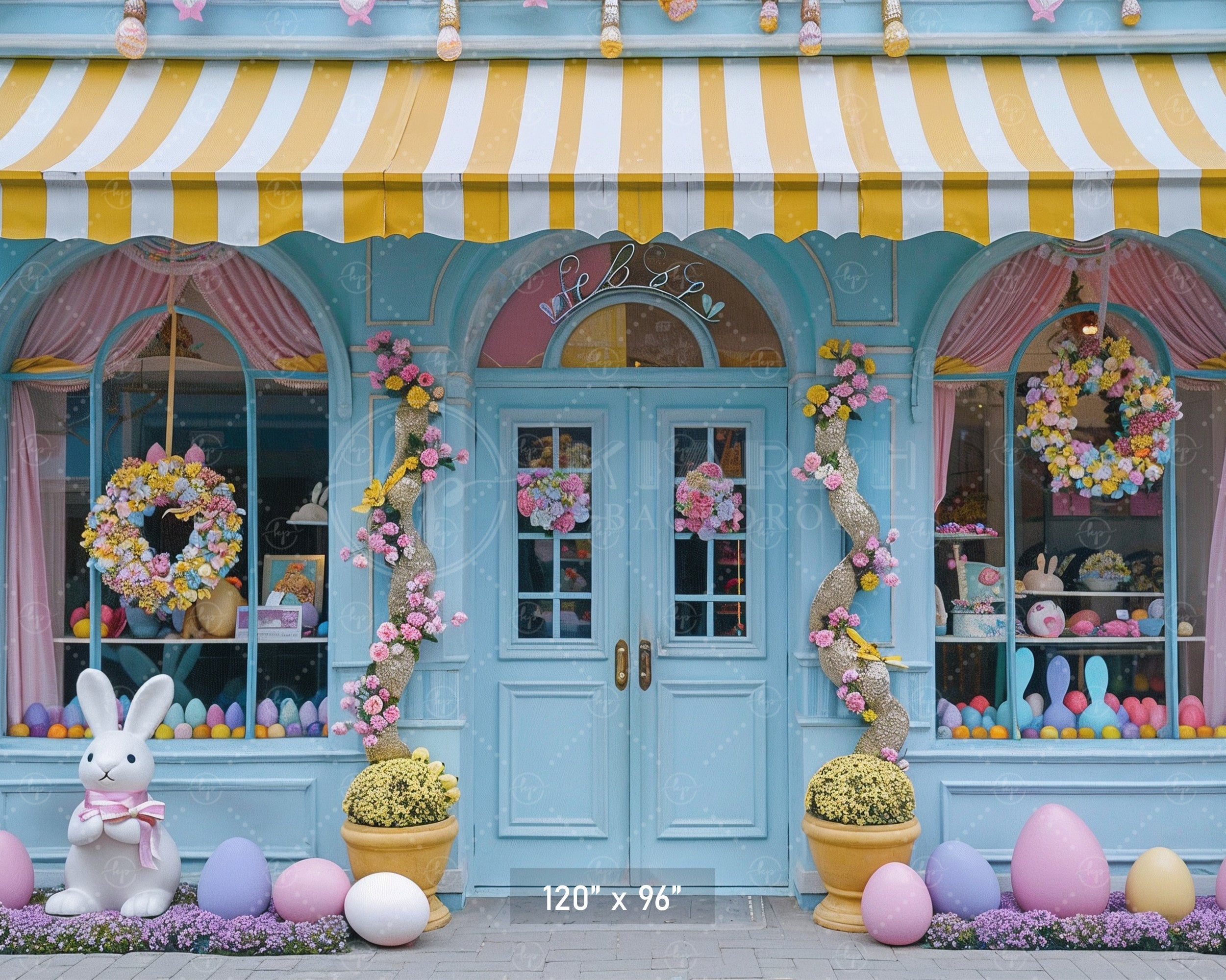 Easter Bunny Candy Shop Backdrop