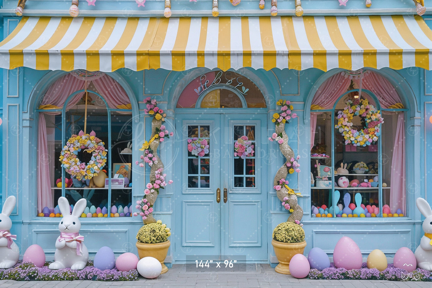 Easter Bunny Candy Shop Backdrop