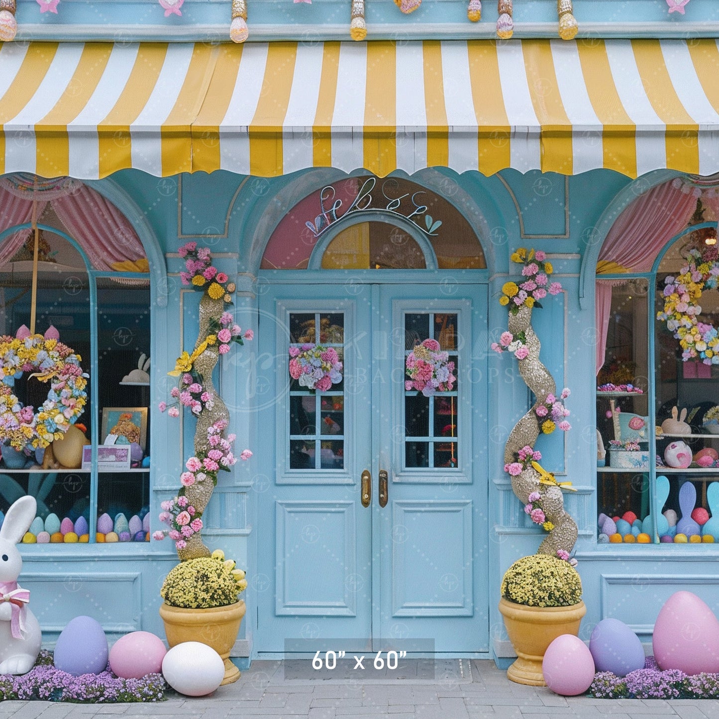 Easter Bunny Candy Shop Backdrop