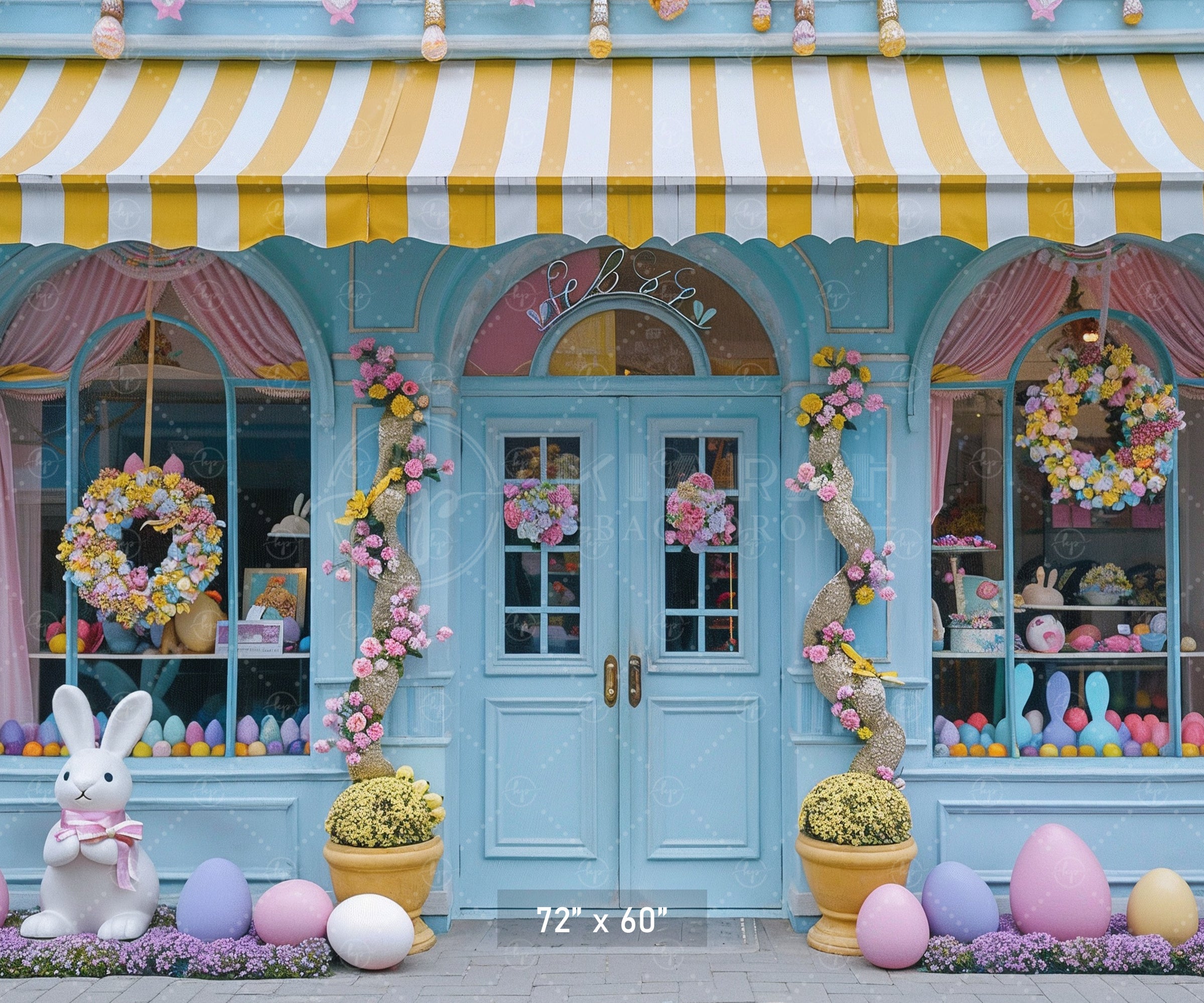 Easter Bunny Candy Shop Backdrop
