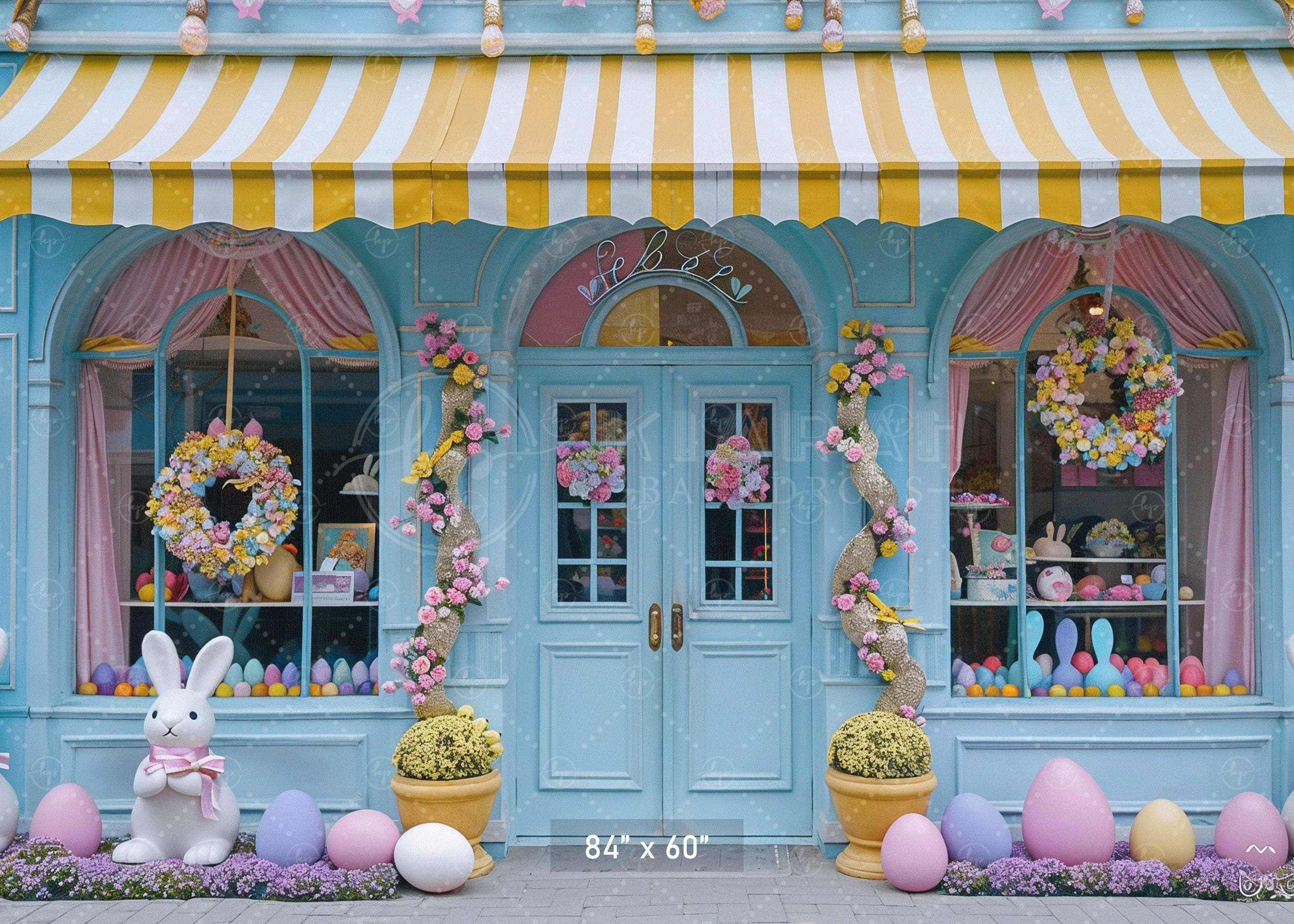 Easter Bunny Candy Shop Backdrop